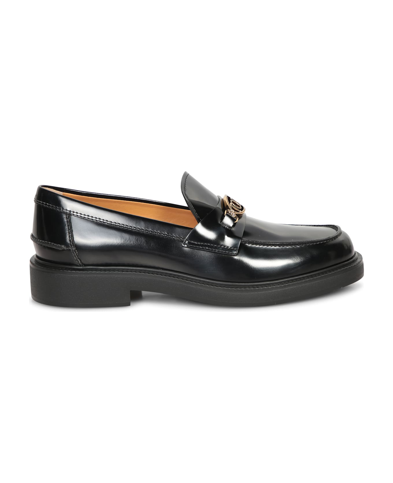 Tod's Black Oval Logo Loafers - Black フラットシューズ