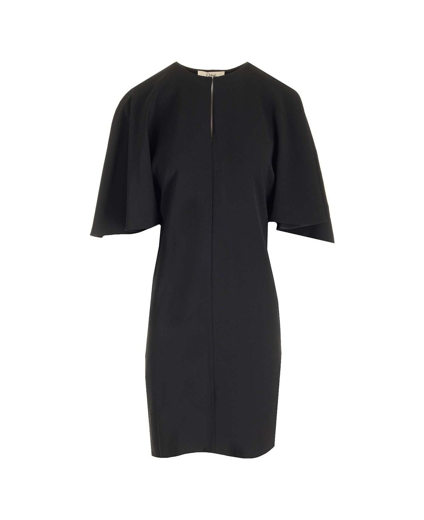 Chloé Cape Sleeves Mini Dress - Black