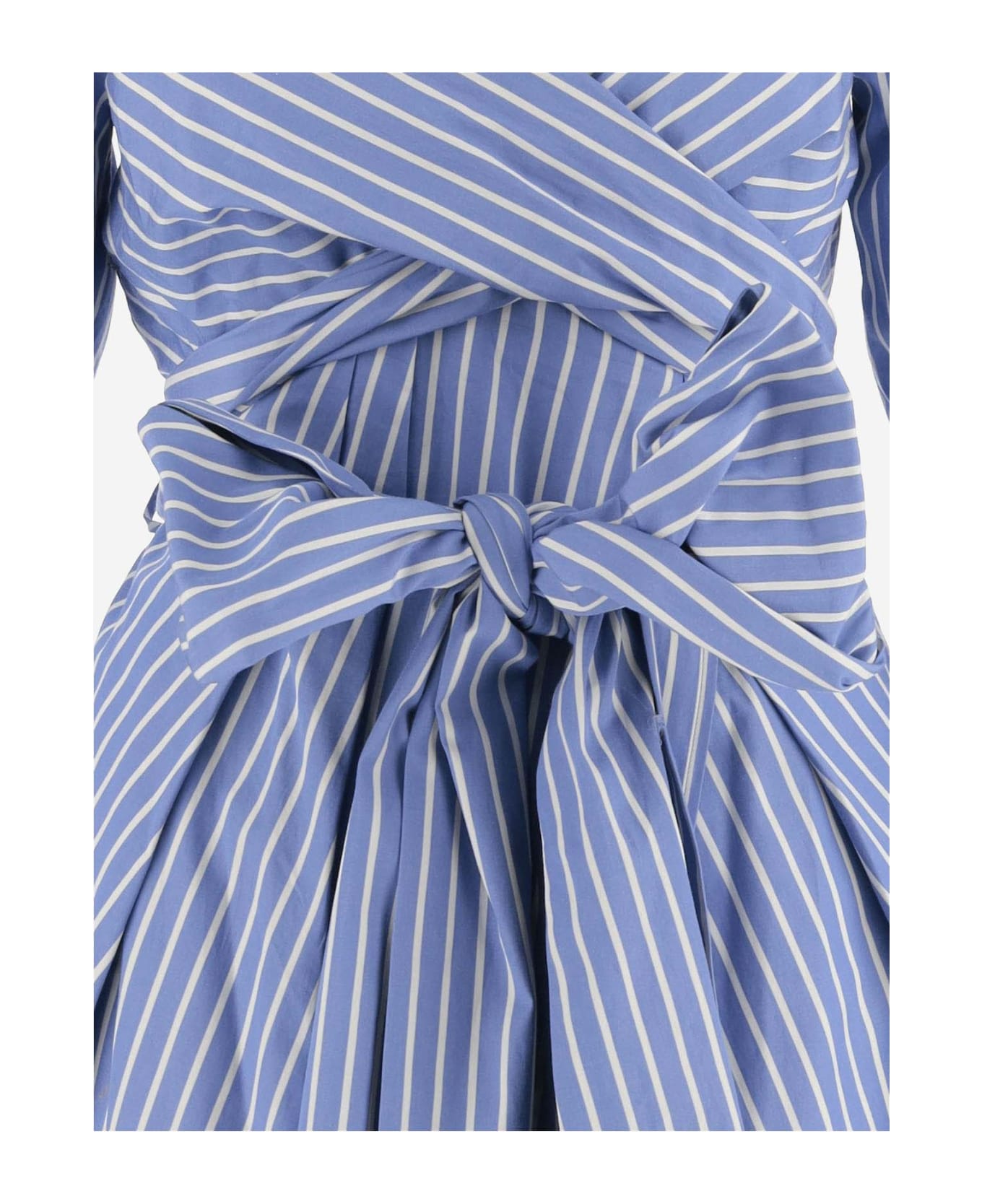 Dries Van Noten Cotton Dress With Striped Pattern - Blue ワンピース＆ドレス