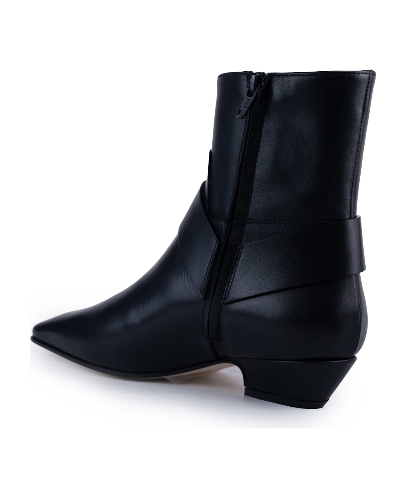 Liviana Conti Leather Ankle Boot With Buckle - Nero