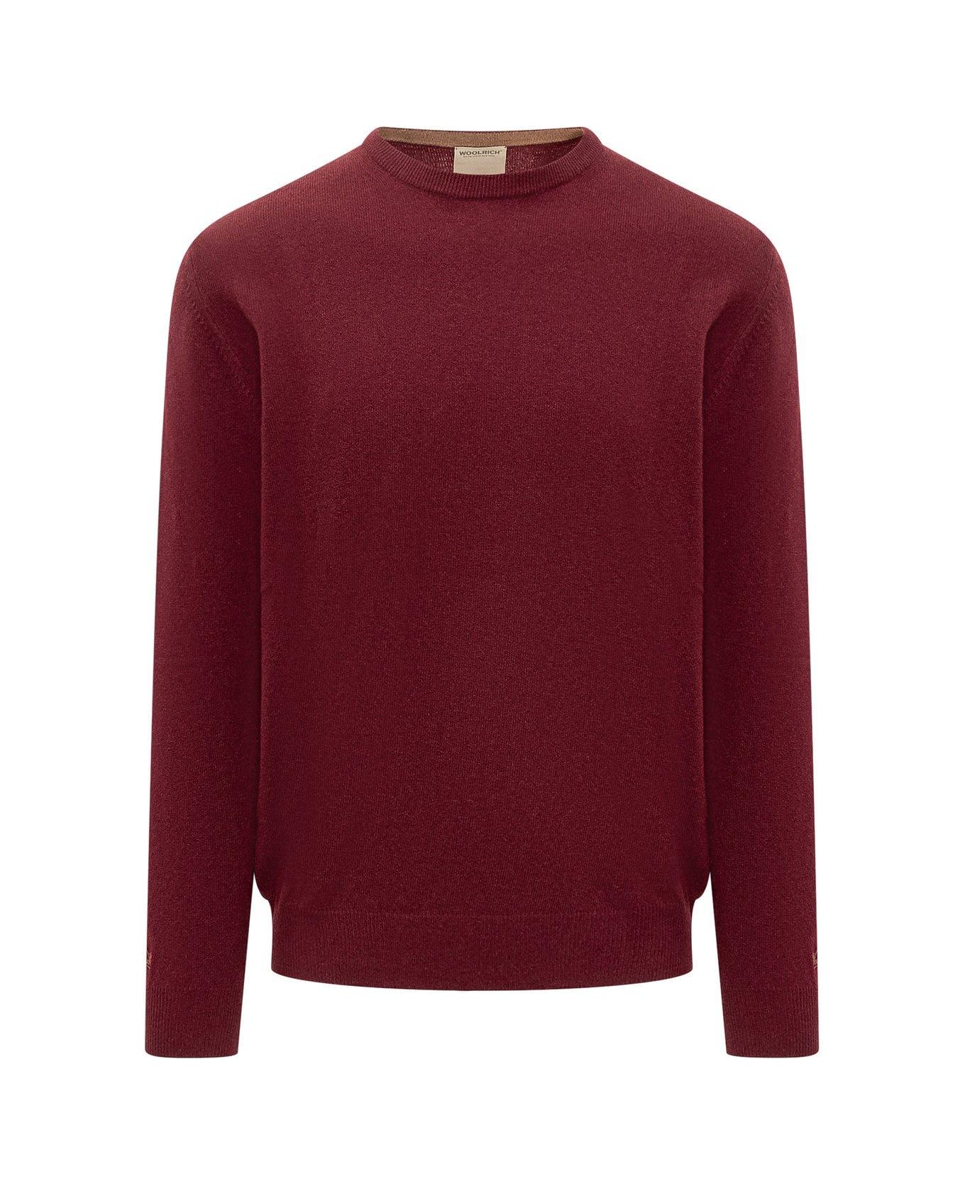 Woolrich Logo Embroidered Crewneck Jumper - WINETASTING