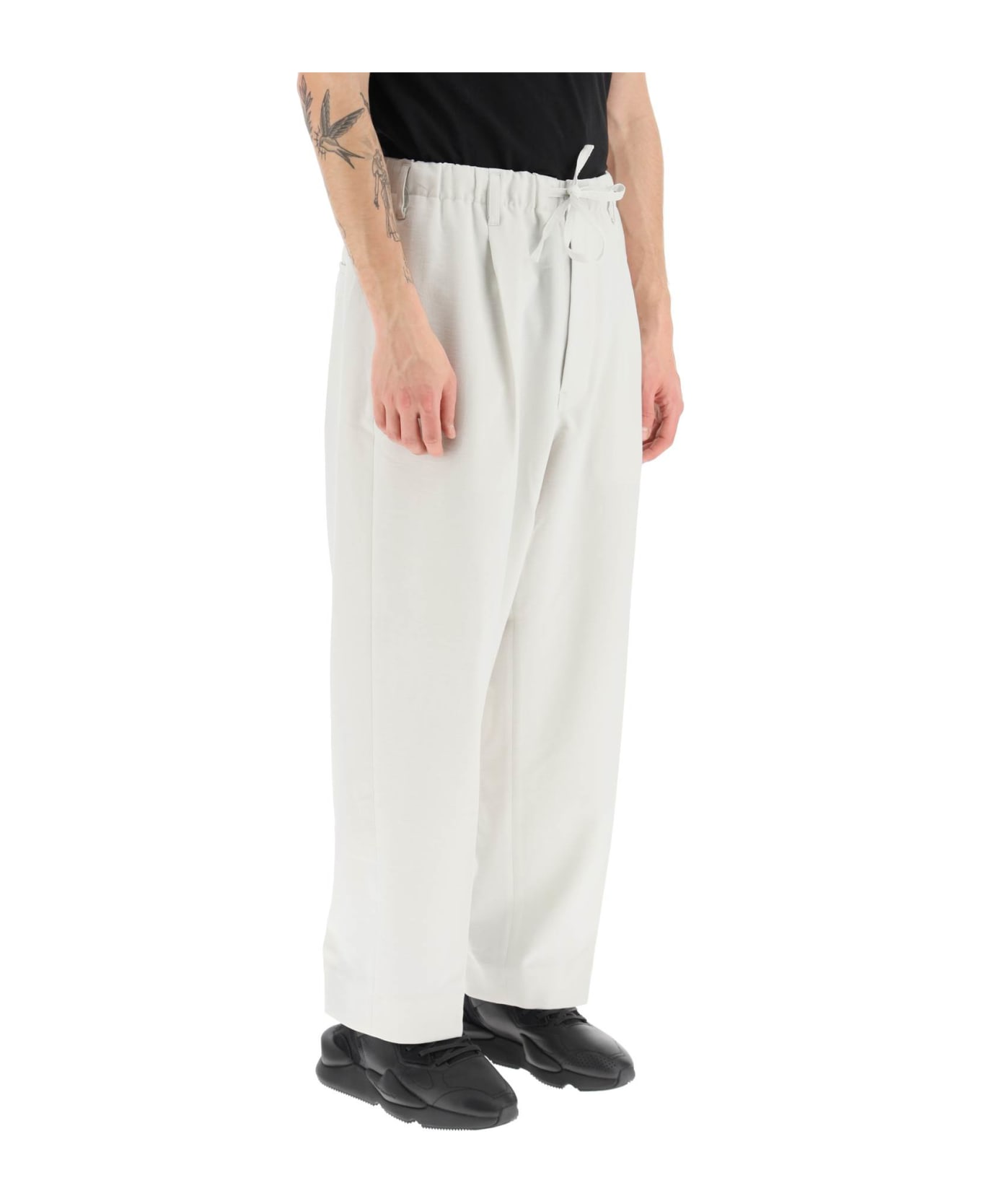 Y-3 Lightweight Twill Pants With Side Stripes - ORBIT GREY (White) ボトムス