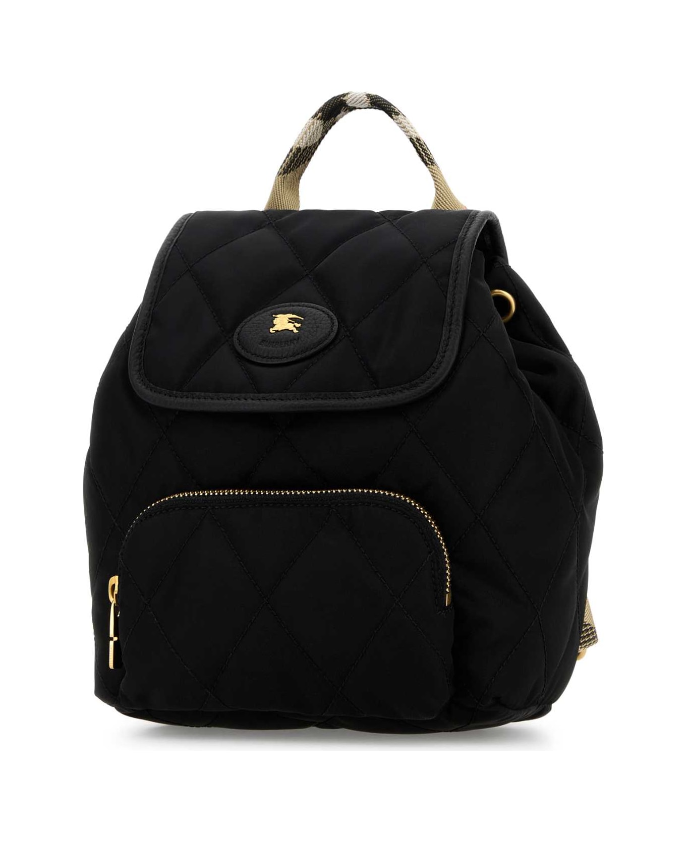 Burberry Black Canvas Mini Horseshoe Backpack - BLACK