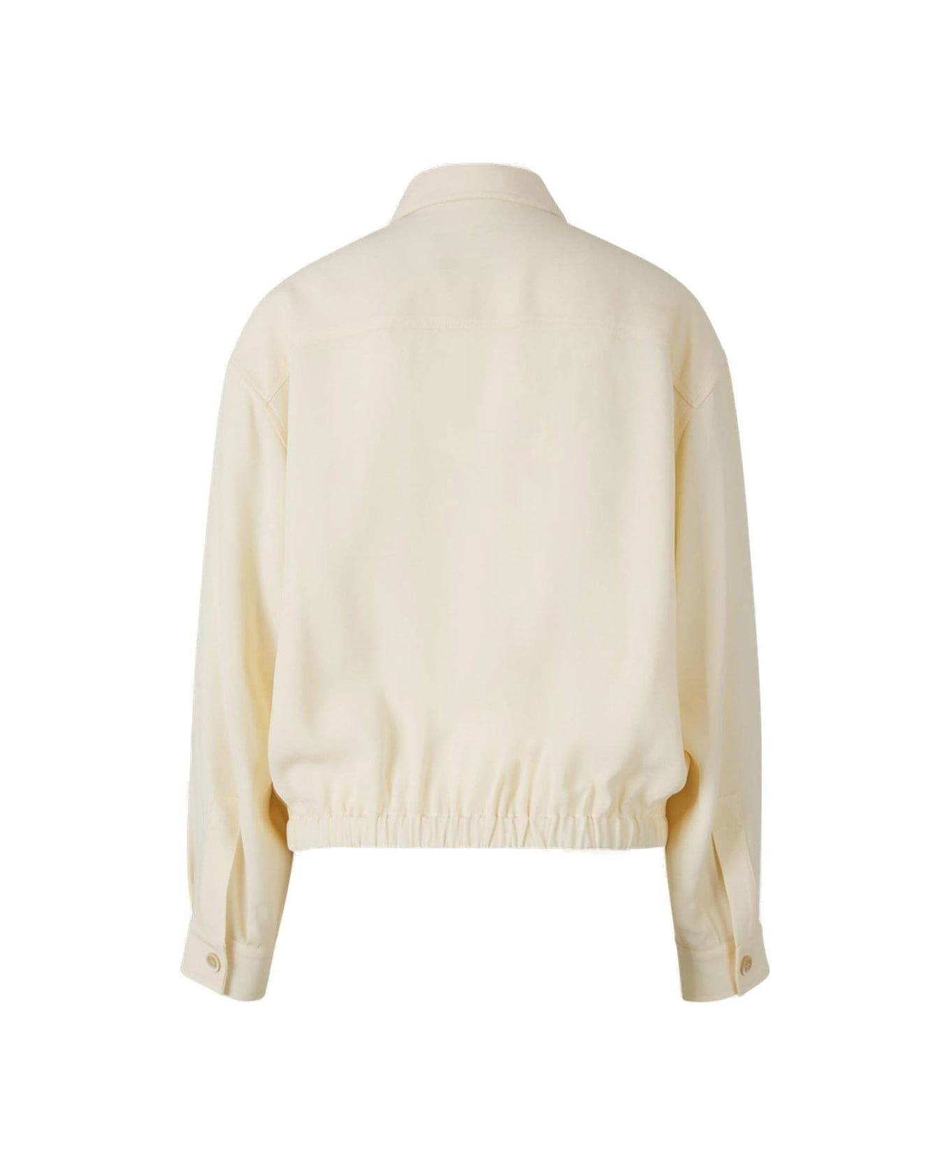 Fabiana Filippi Bead-detailed Elasticated Hem Jacket - Cream
