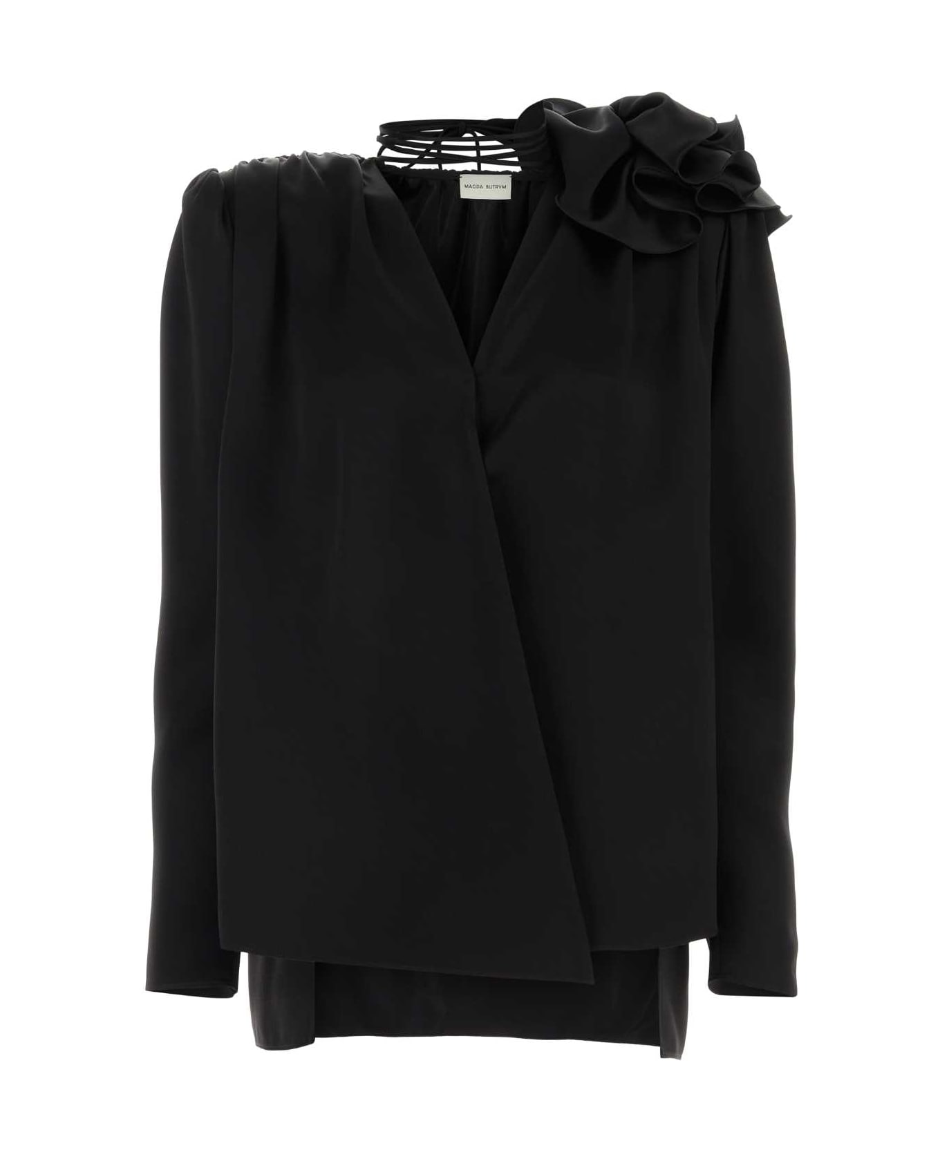 Magda Butrym Black Satin Blouse - BLACK