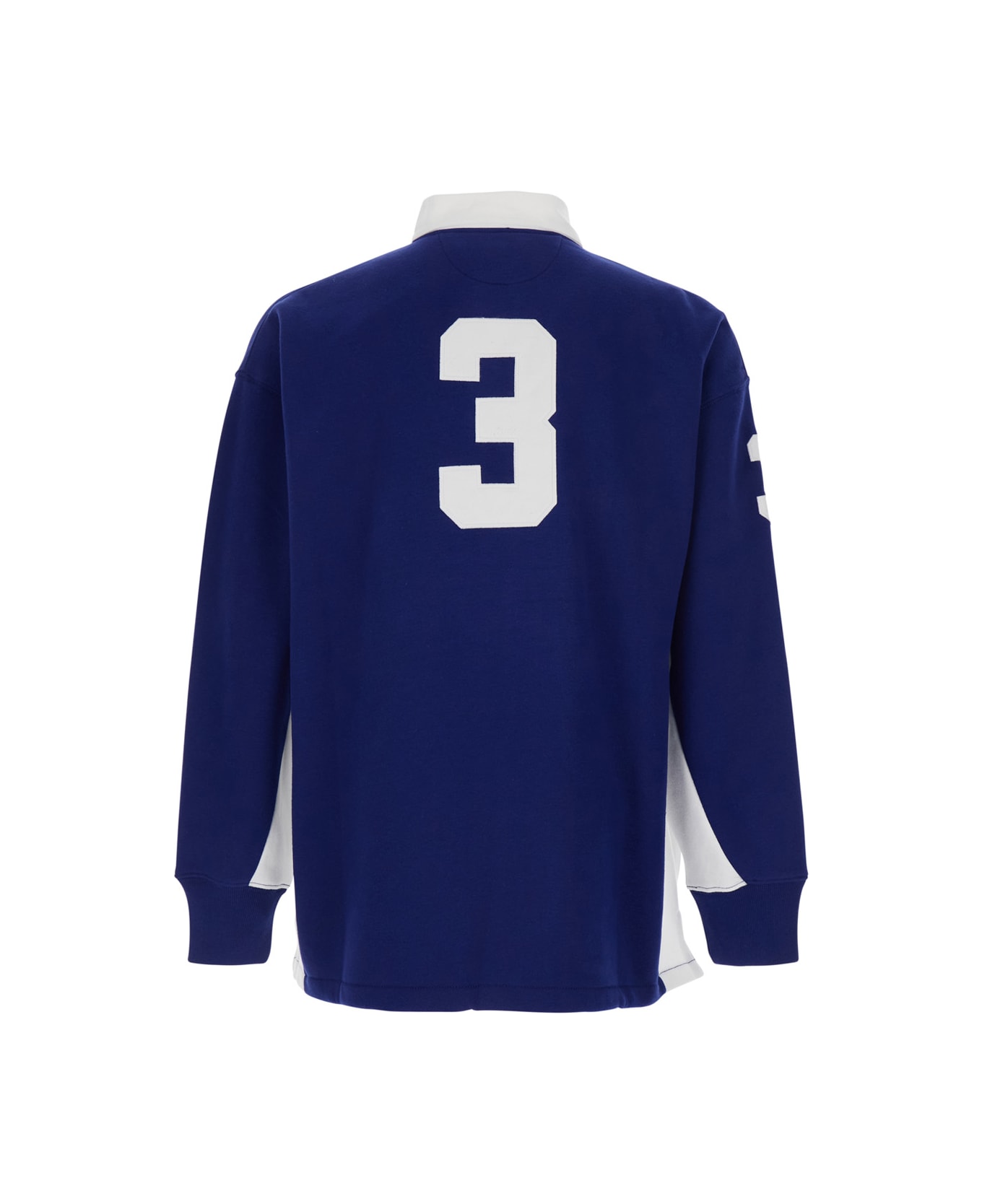 Polo Ralph Lauren 'rugby Fit' Blue Polo Shirt With Maxi Horse Embroidery On The Front And Lettering Logo In Cotton Blend Man - Blu