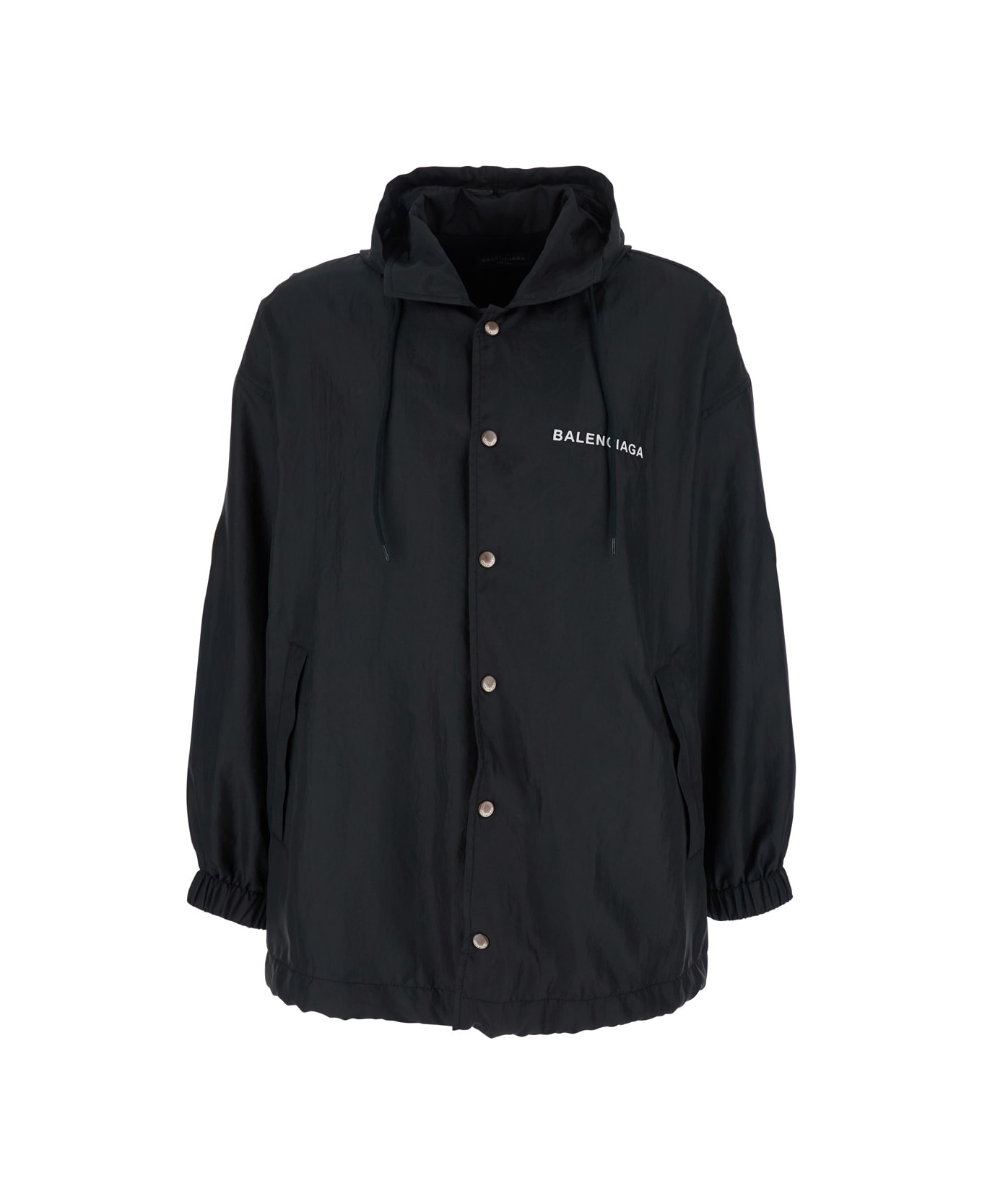Balenciaga Black Jacket With Logo Lettering On The Front And Logo Patch On The Elbow In Tech Fabric Man - Black
