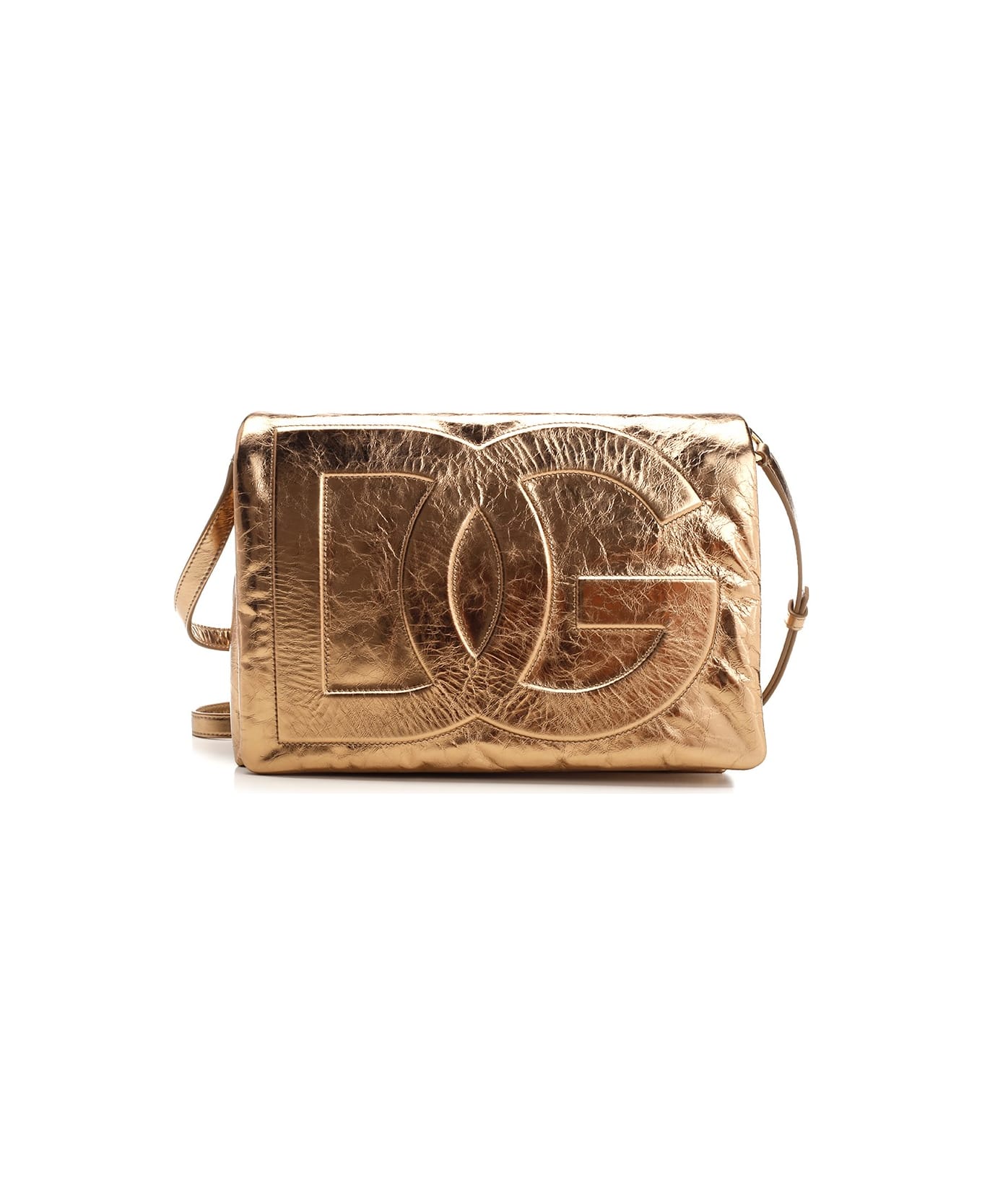 Dolce & Gabbana Soft 'dg Logo' Shoulder Bag - Golden