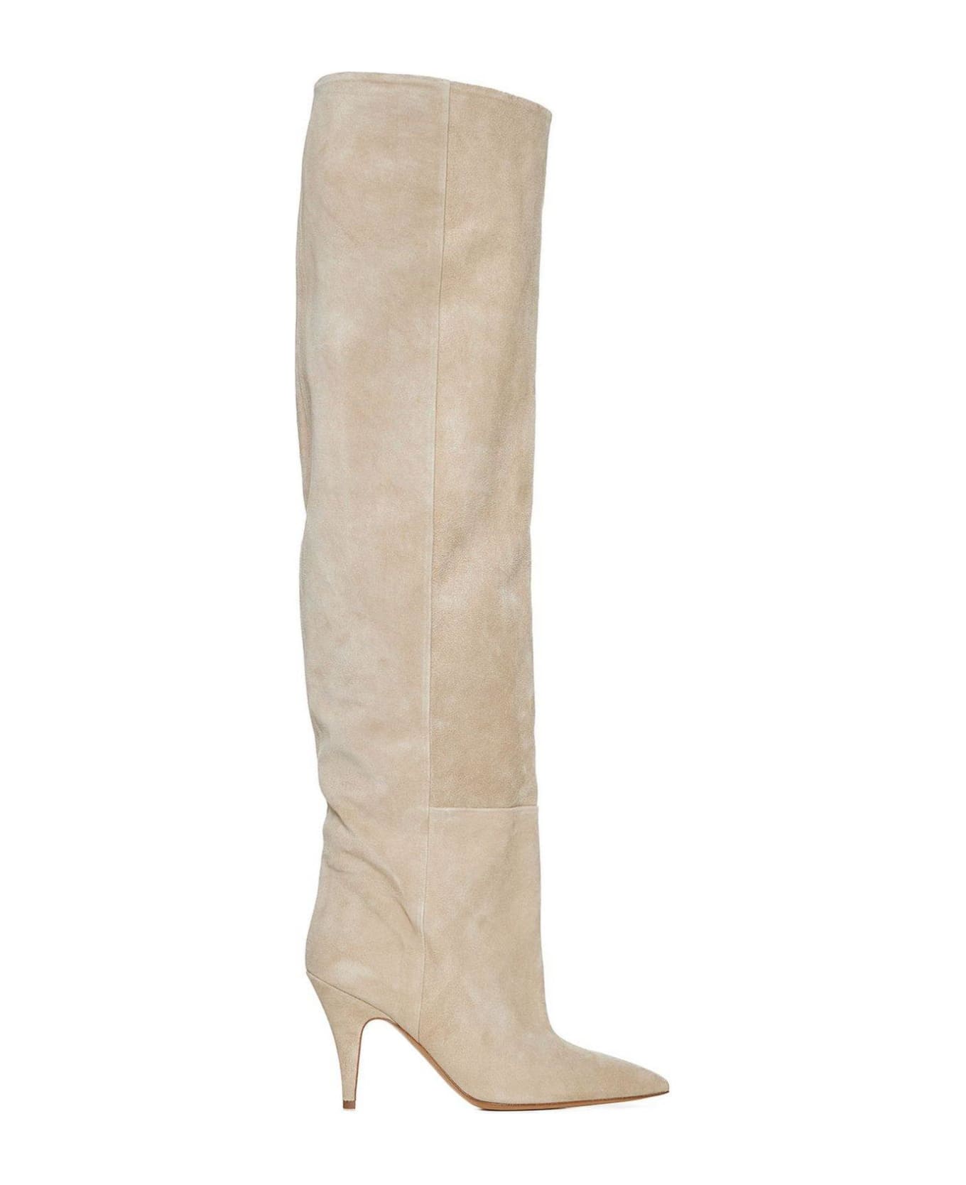 Khaite The River Pointed-toe Knee-high Boots - Beige suede