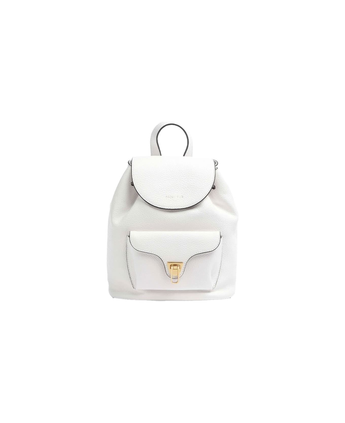 Coccinelle Beat Soft Backpack In Leather - Brillant white