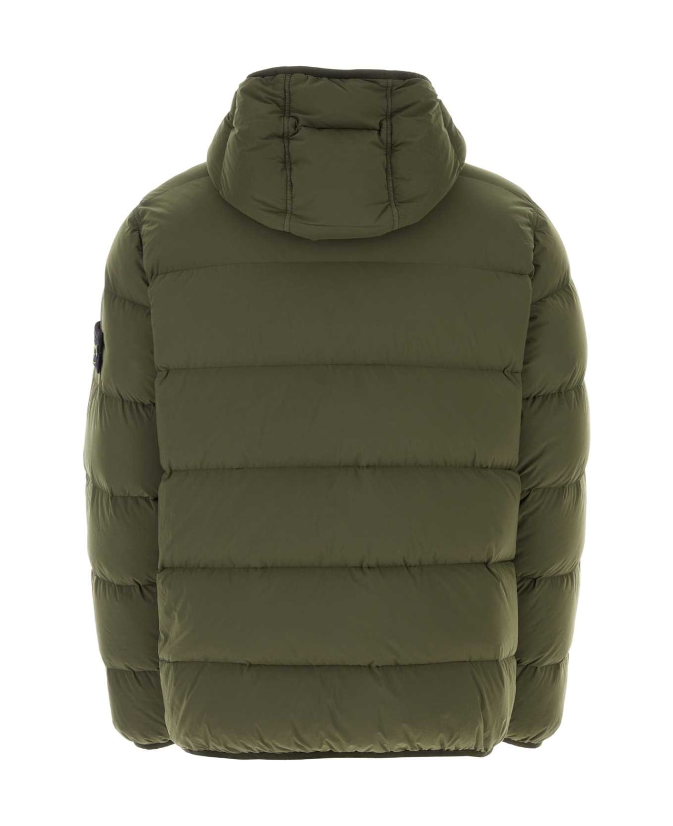 Stone Island Army Green Stretch Nylon Down Jacket - MUSK