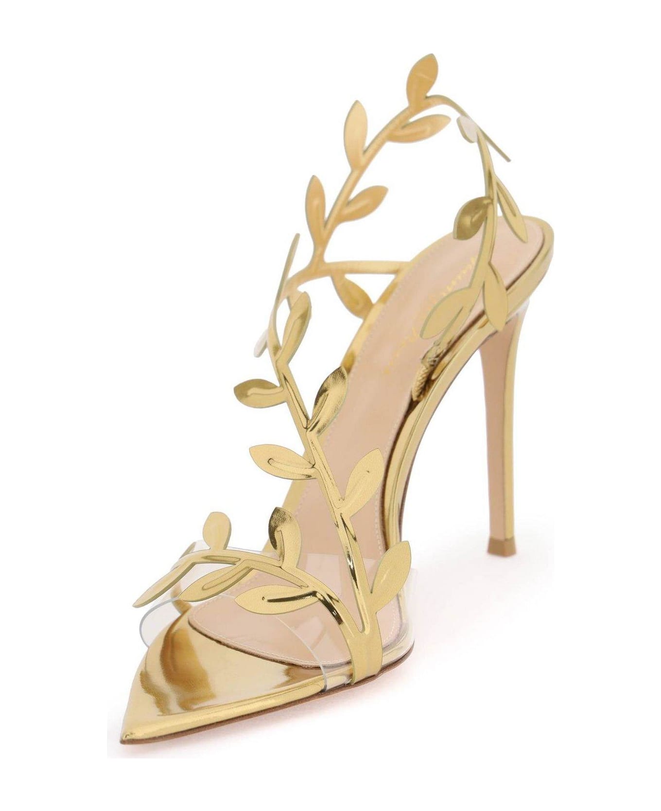 Gianvito Rossi Flavia Leaf Motif Pointed-toe Sandals - Golden