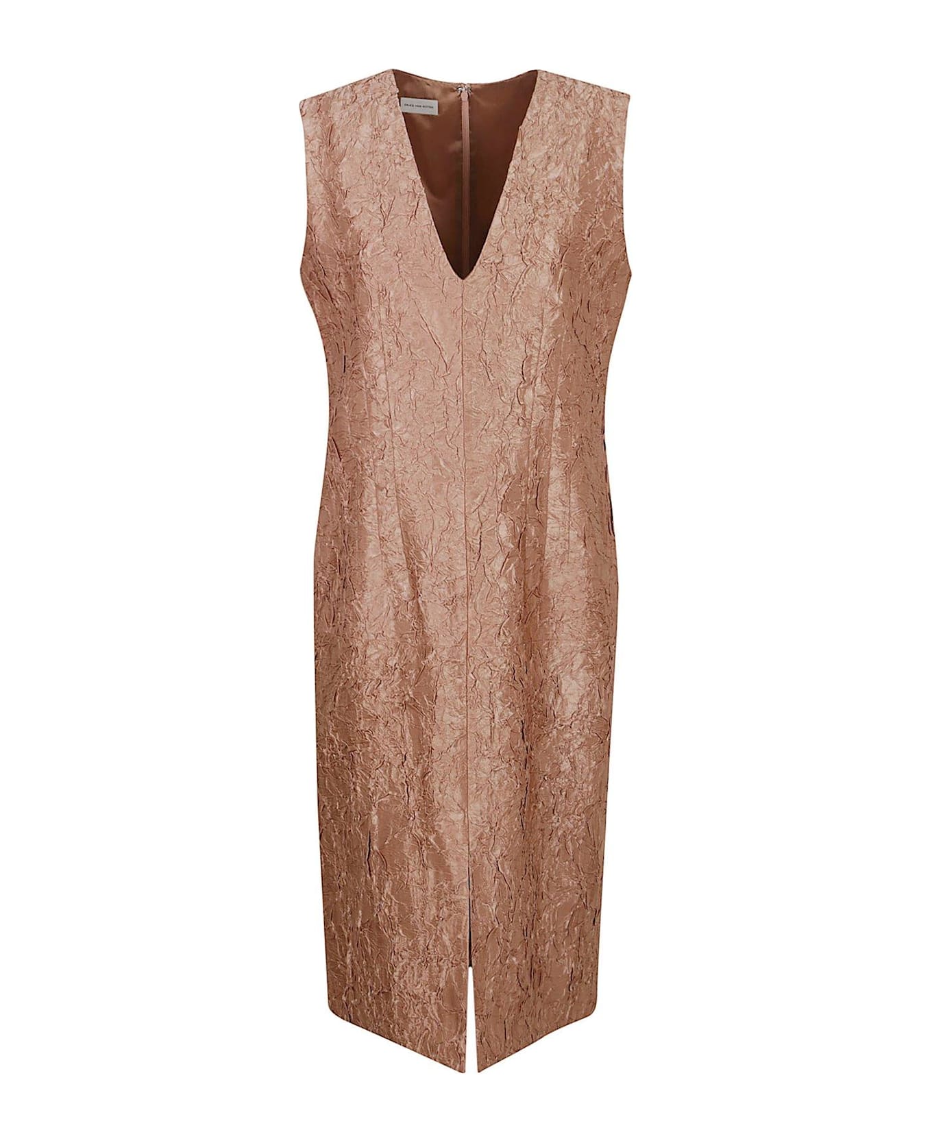 Dries Van Noten V-neck Crinkle Effect Dress - PINK