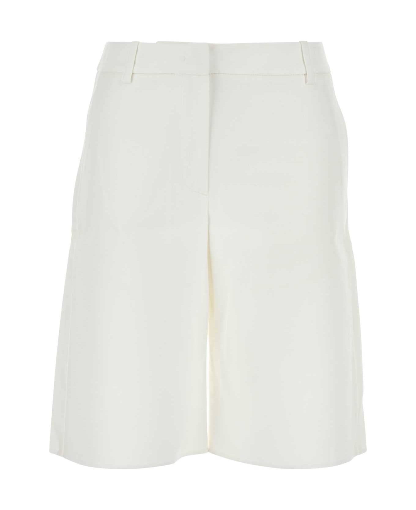 Valentino Garavani White Cotton Blend Shorts - BIANCO