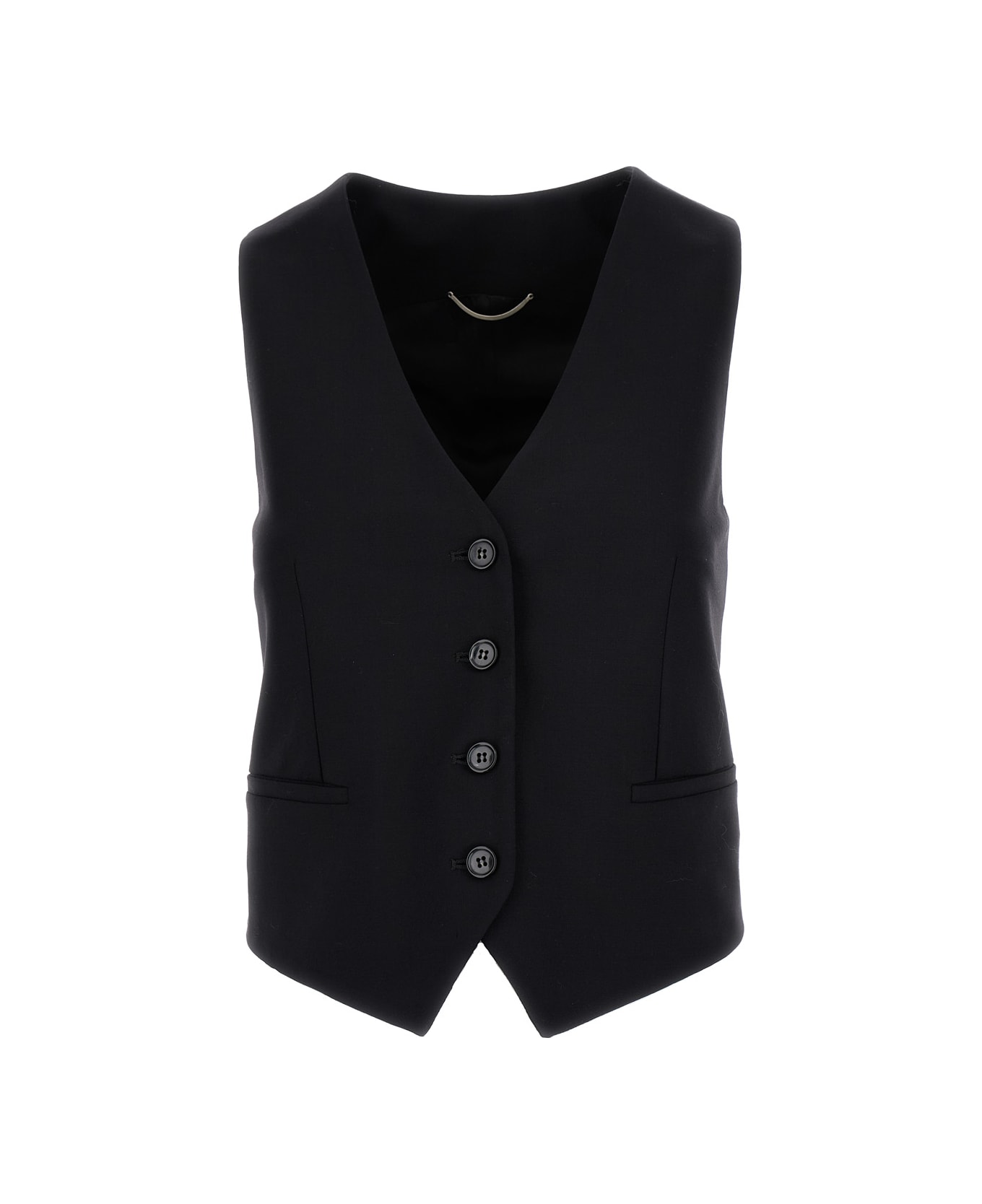 PT Torino Black Single-breasted Vest In Wool Man - Black