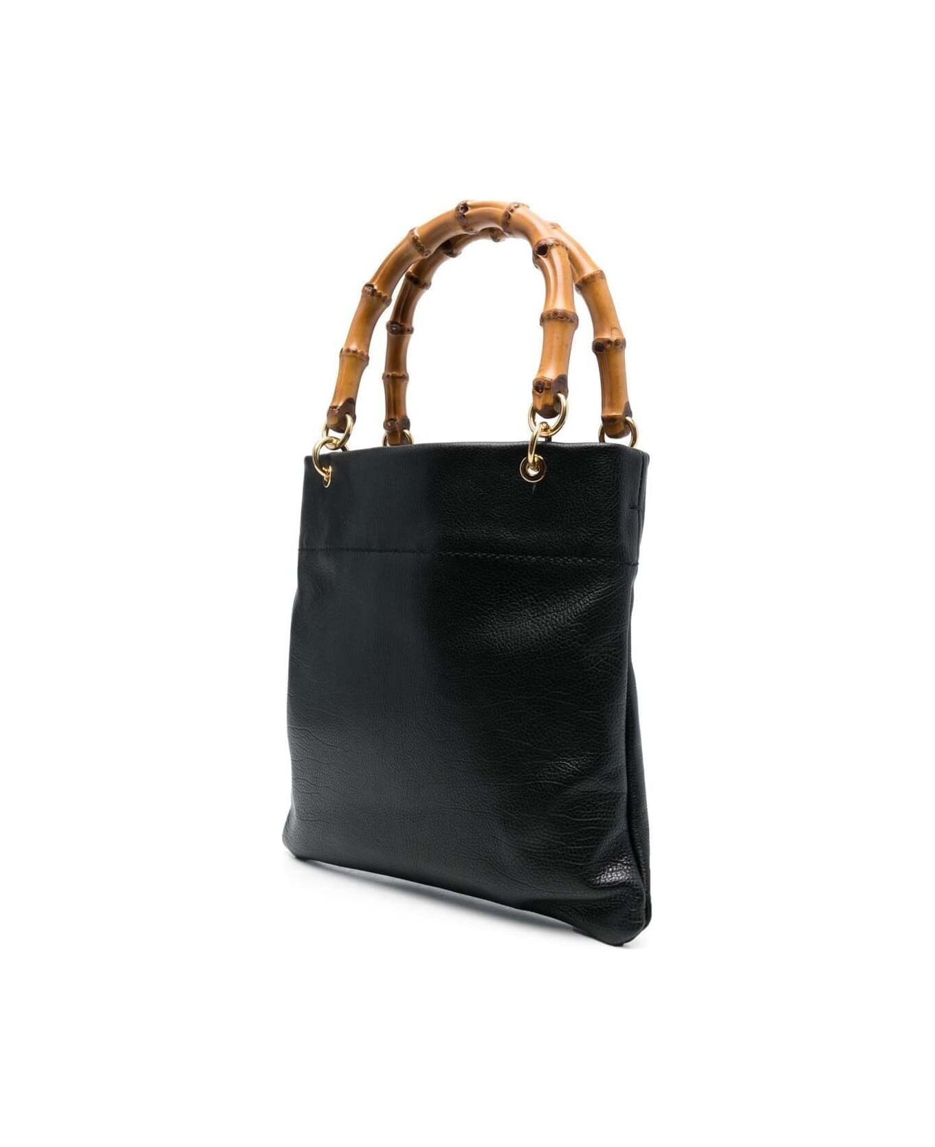 Jil Sander Small Black Tote Bag With Bamboo Handles In Leather Woman - Black