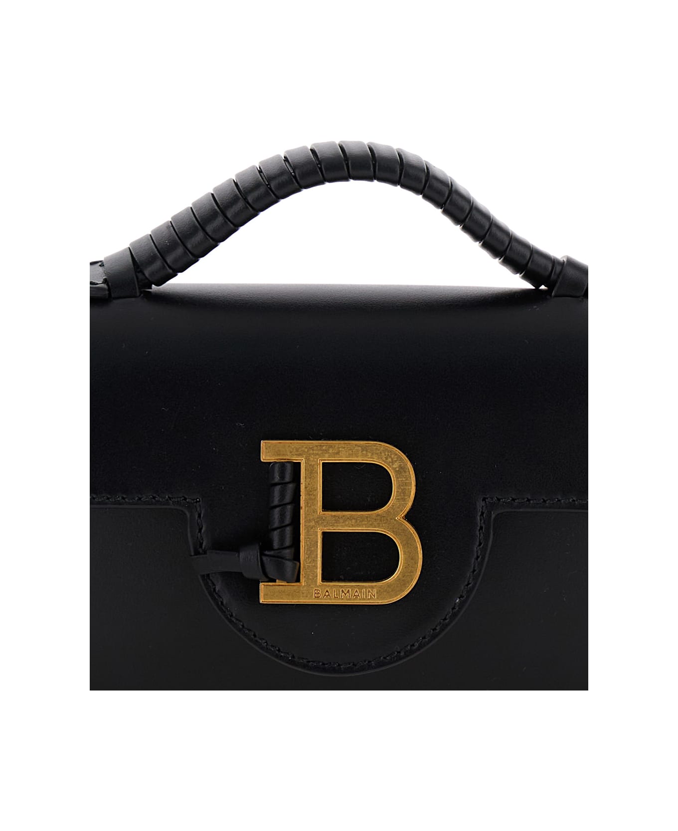Balmain 'b-buzz Mini' Black Crossbody Bag With B Clasp In Smooth Leather Woman - Black