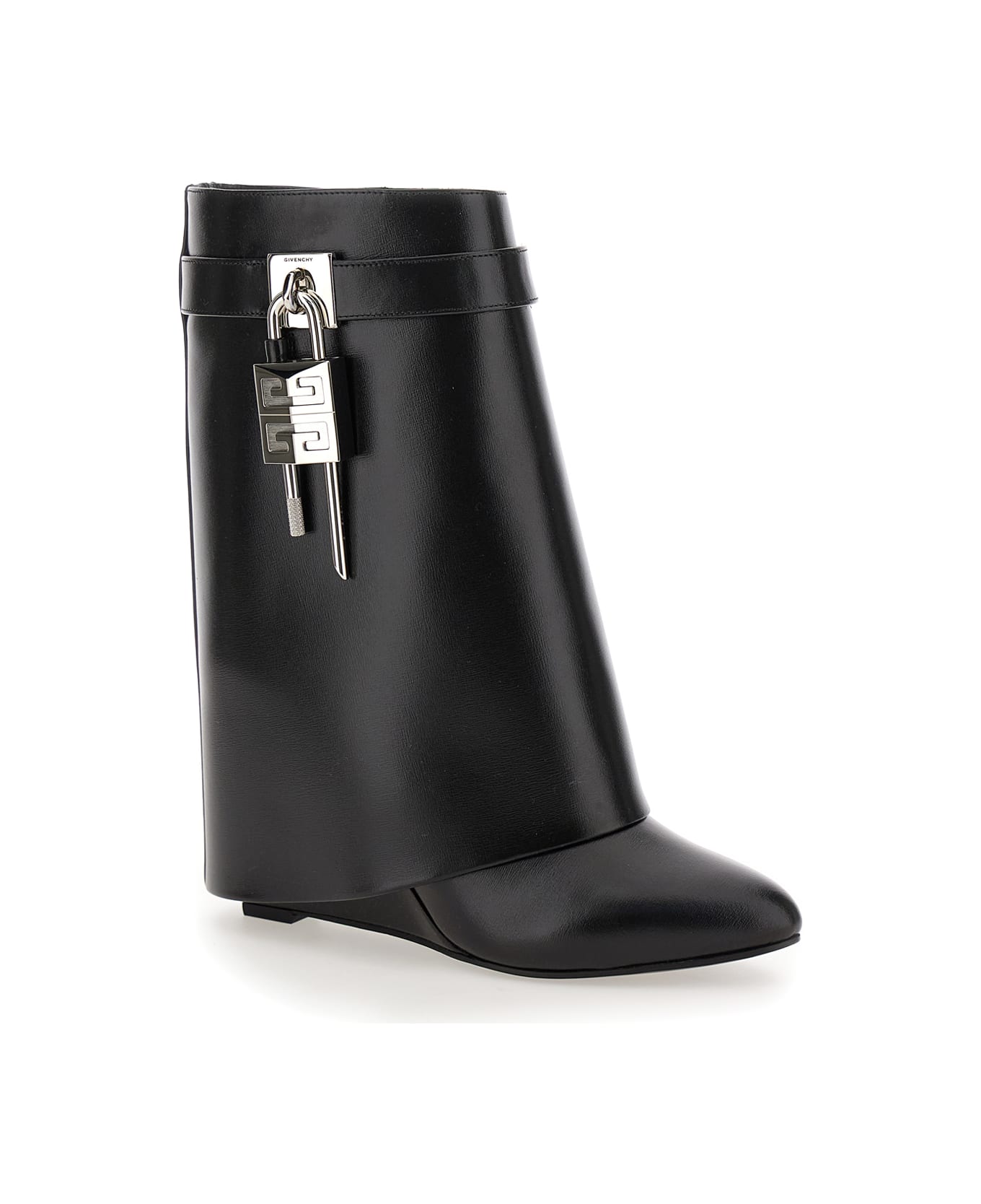 Givenchy 'shark' Black Ankle Boots With Padlock Detail And Slip-on Style In Leather Woman - Black