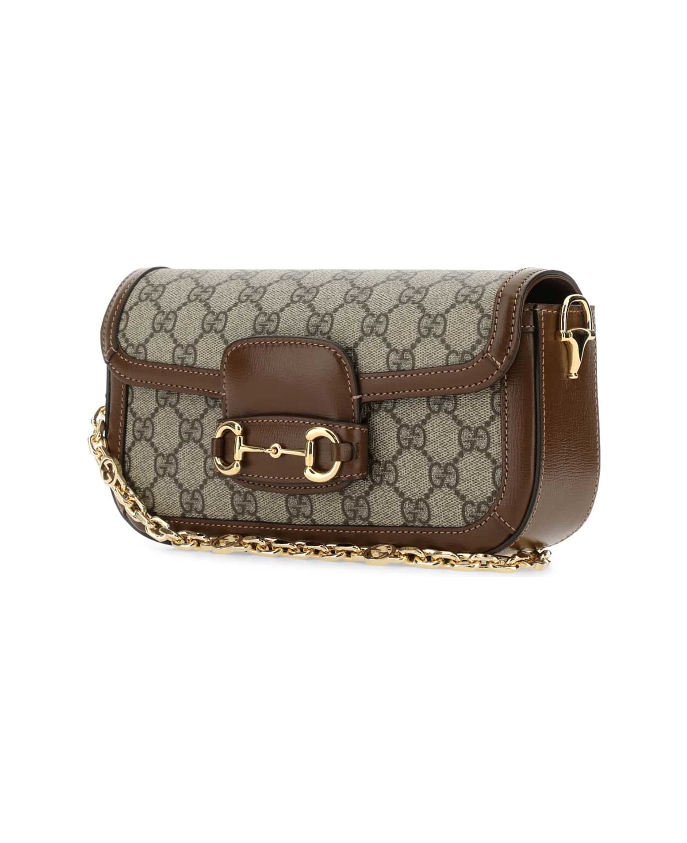 Gucci Leather And Gg Fabric Handbag - Brown