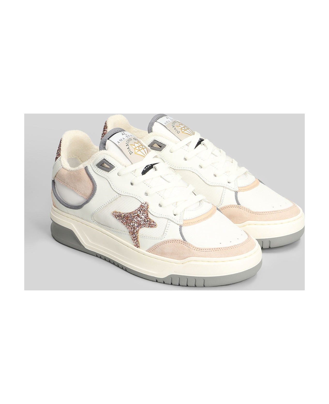 AMA-BRAND Sneakers In White Suede And Leather - white