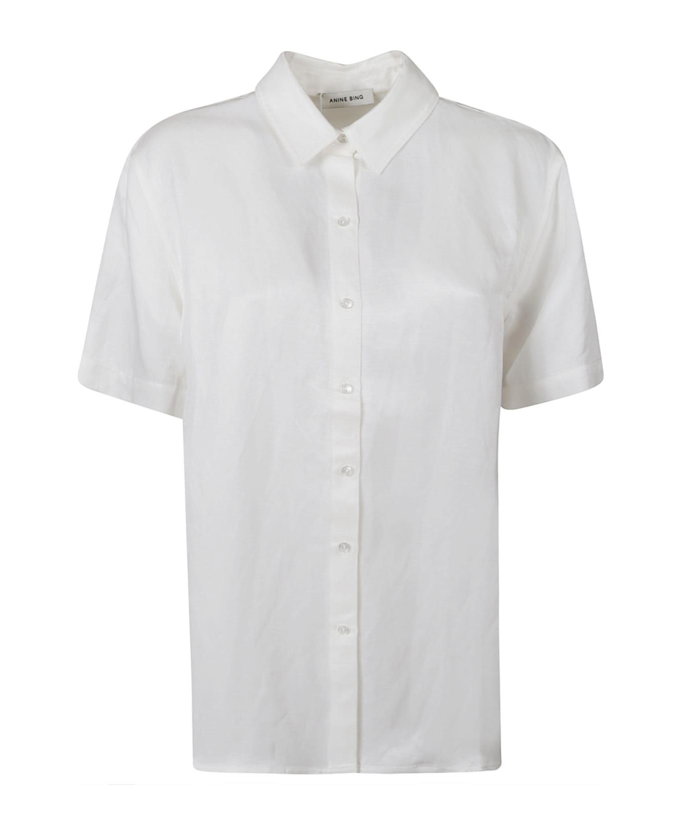 Anine Bing Short-sleeved Plain Shirt - White
