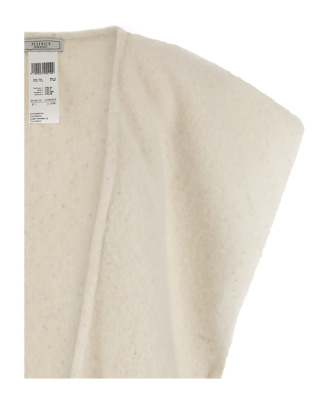 Peserico Bouclé Yarn Cape - White