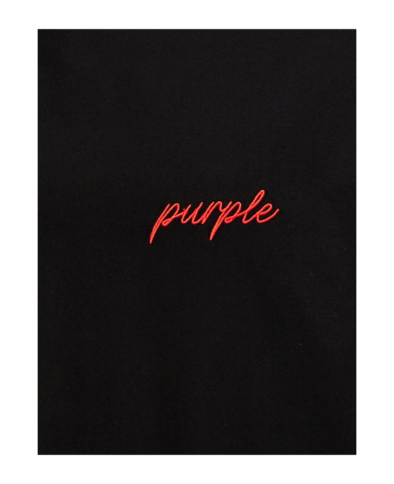 Purple Brand Logo Embroidery T-shirt - Black   シャツ