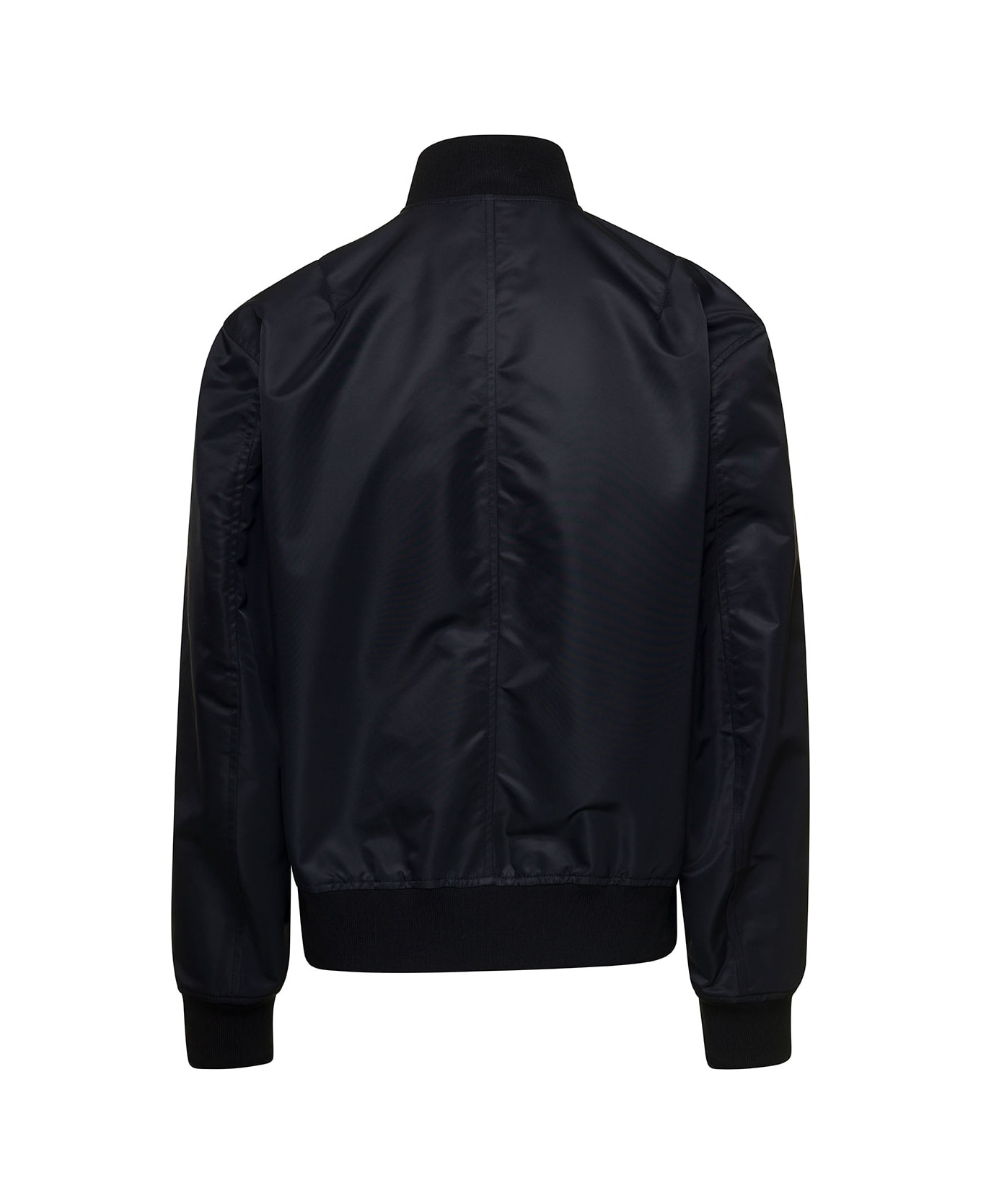 Versace Black Reversible Bomber Jacket With Barocco Print In Nylon Man - Black