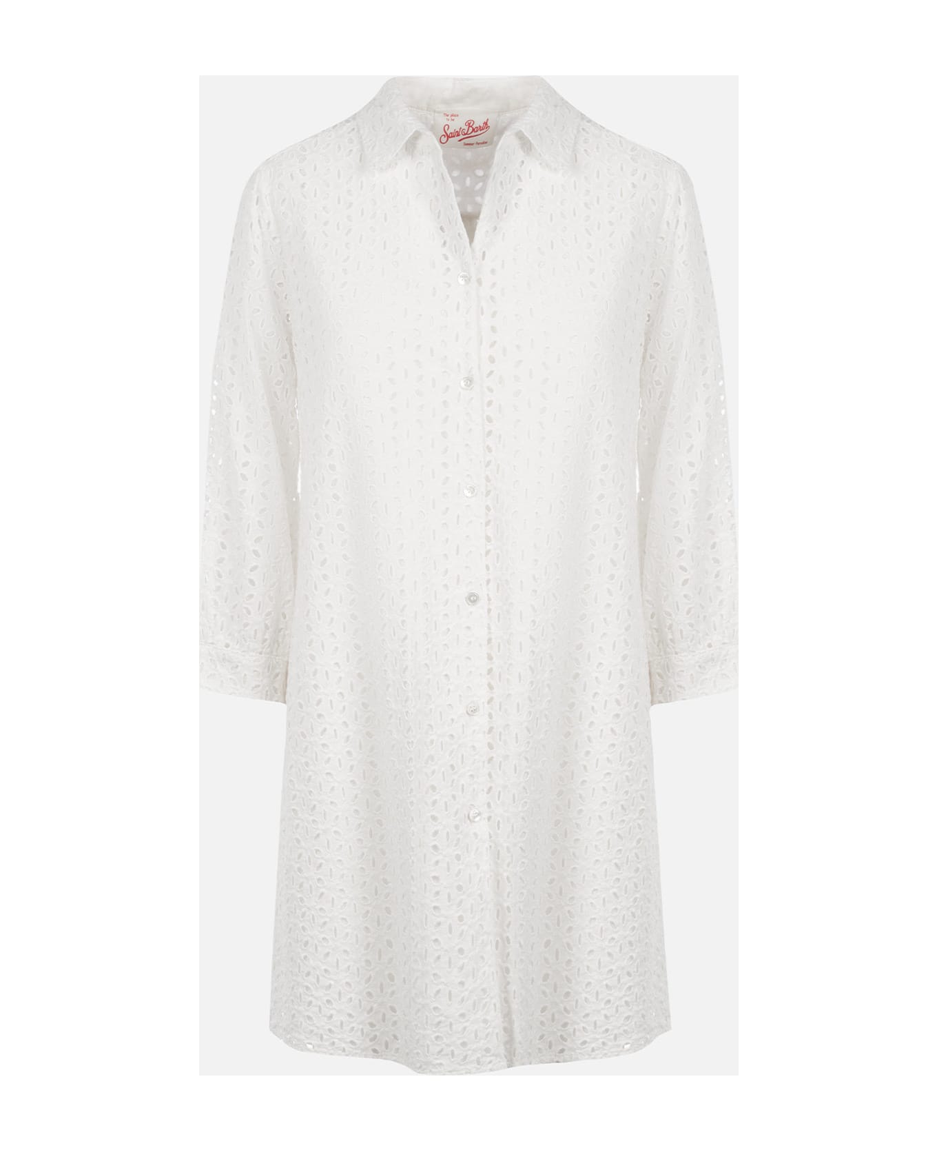 MC2 Saint Barth Woman White Sangallo Shirt Mini Dress - WHITE