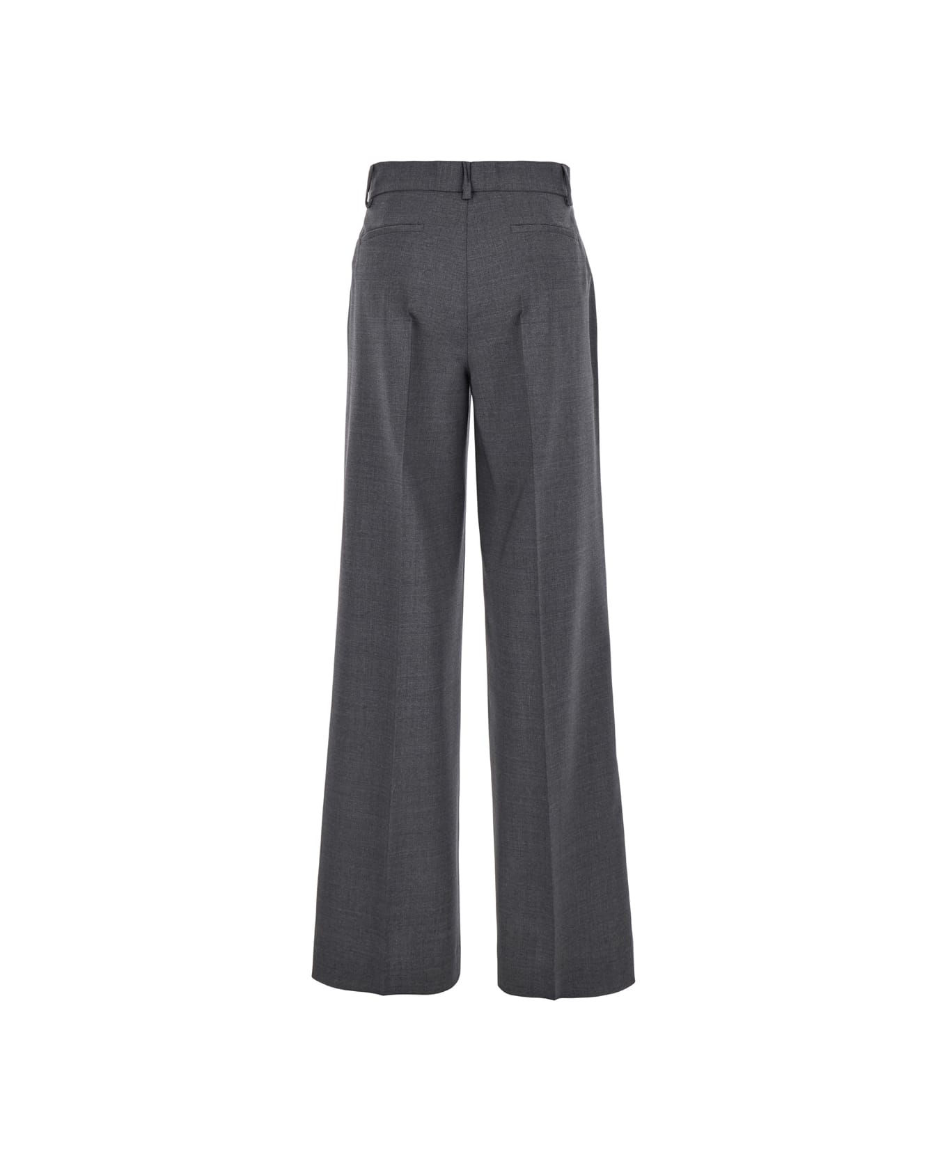 Parosh Grey High-waisted Tailored Pants With Concealed Closure In Fabric Woman - Grey