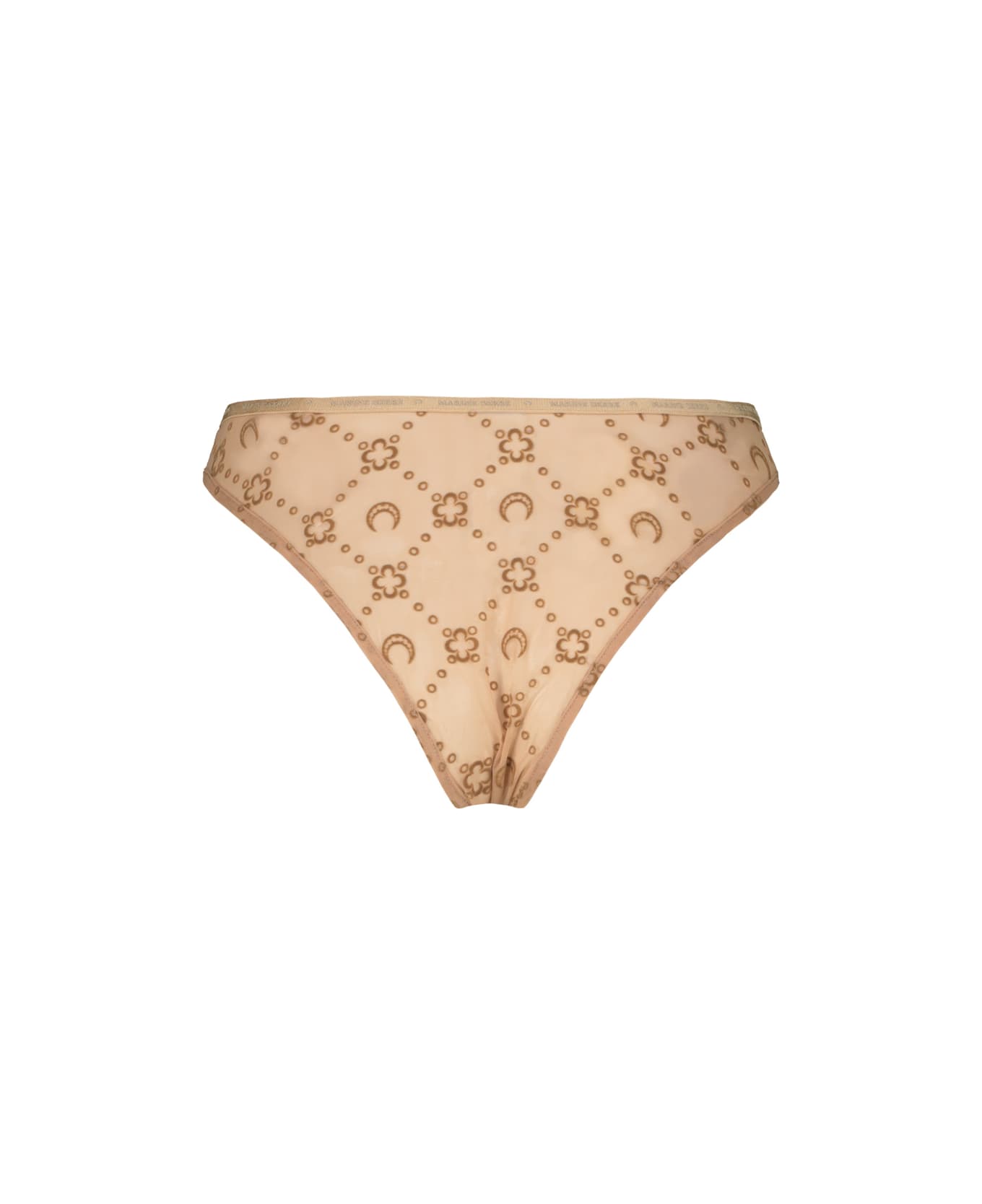 Marine Serre Recycled Mesh Flock Panties - Camel