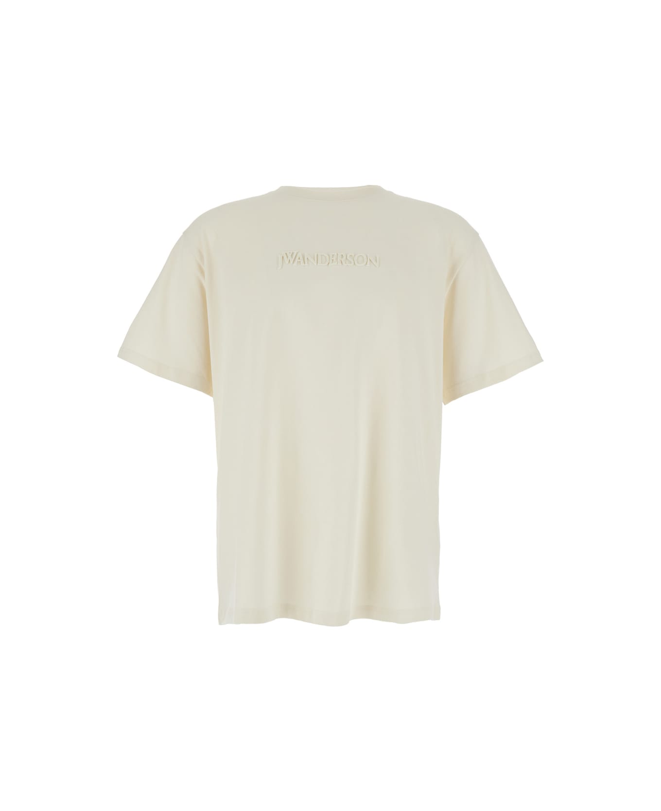 J.W. Anderson White Crewneck T-shirt With Logo Embroidery On The Front In Cotton Man - White