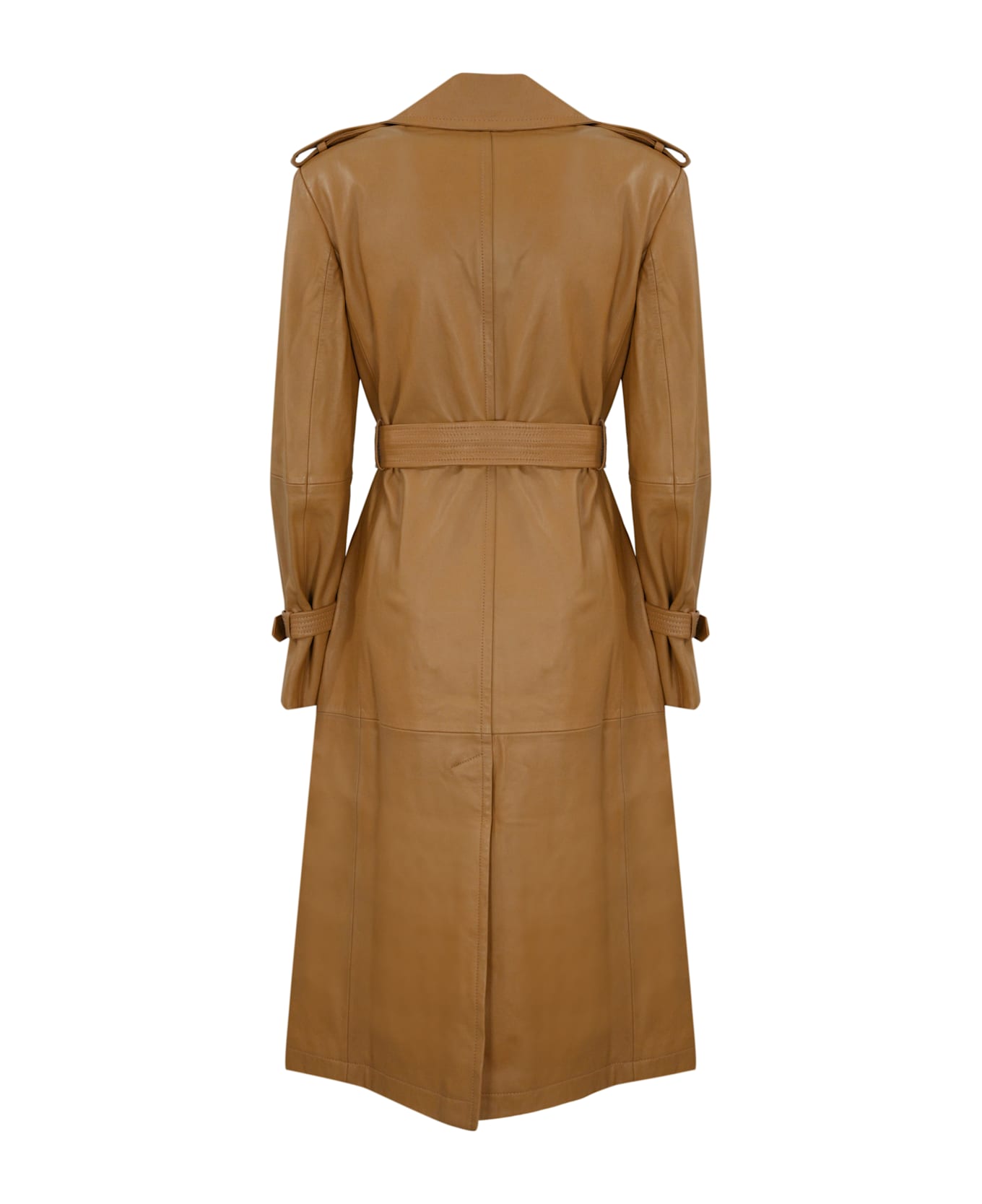 Max Mara Studio "mangiaro" Nappa Trench Coat - Caramello