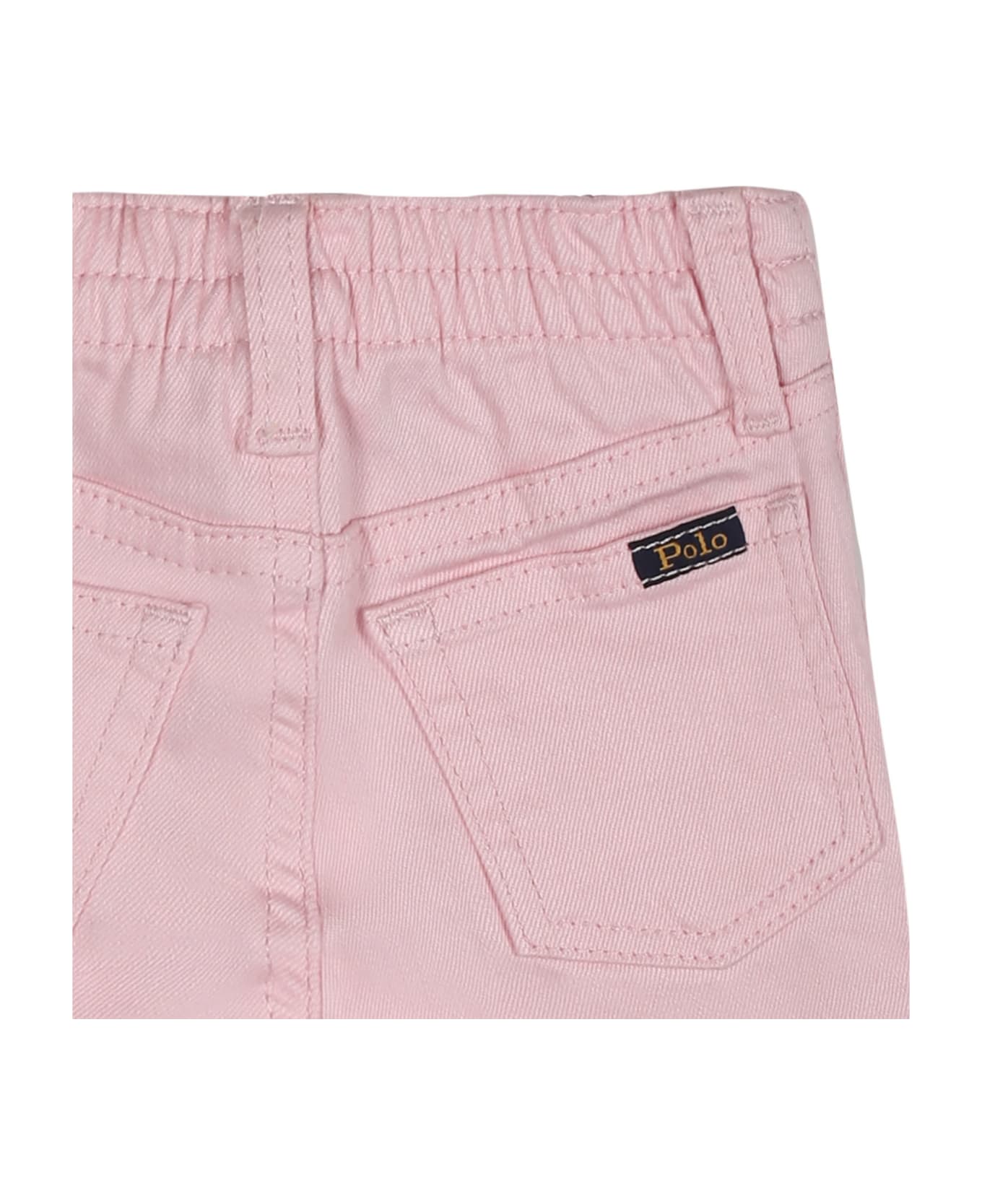 Ralph Lauren Pink Jeans For Baby Girl With Logo - Pink