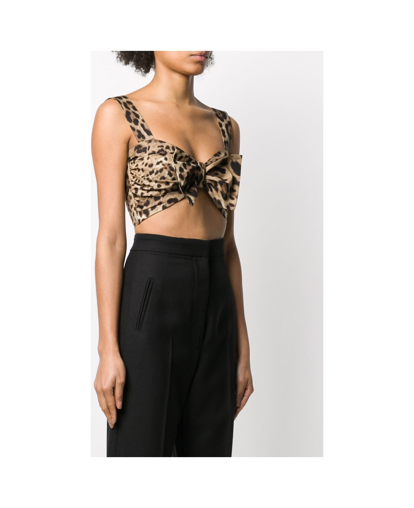 Dolce & Gabbana Leopard Print Bustier Top - Brown