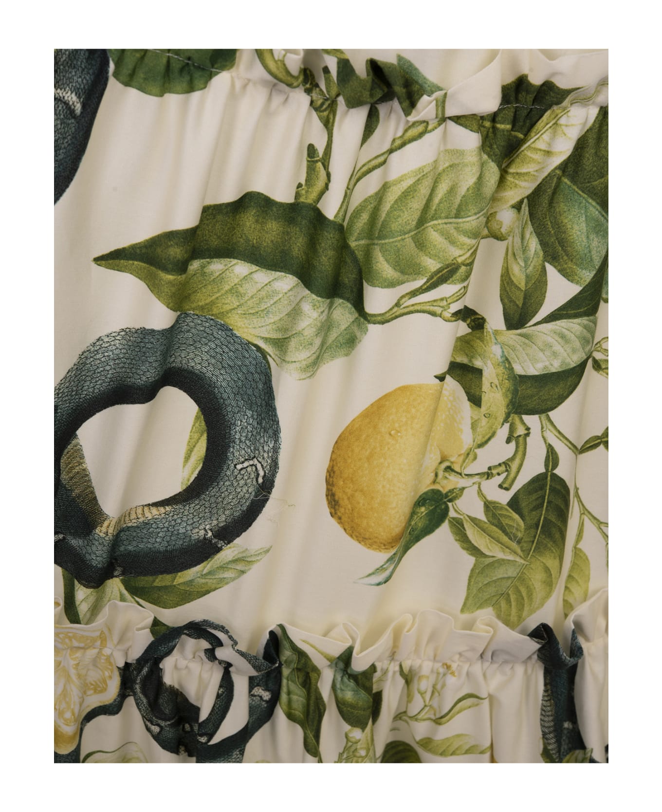 Roberto Cavalli Ivory Pleated Skirt With Lemons Print - White