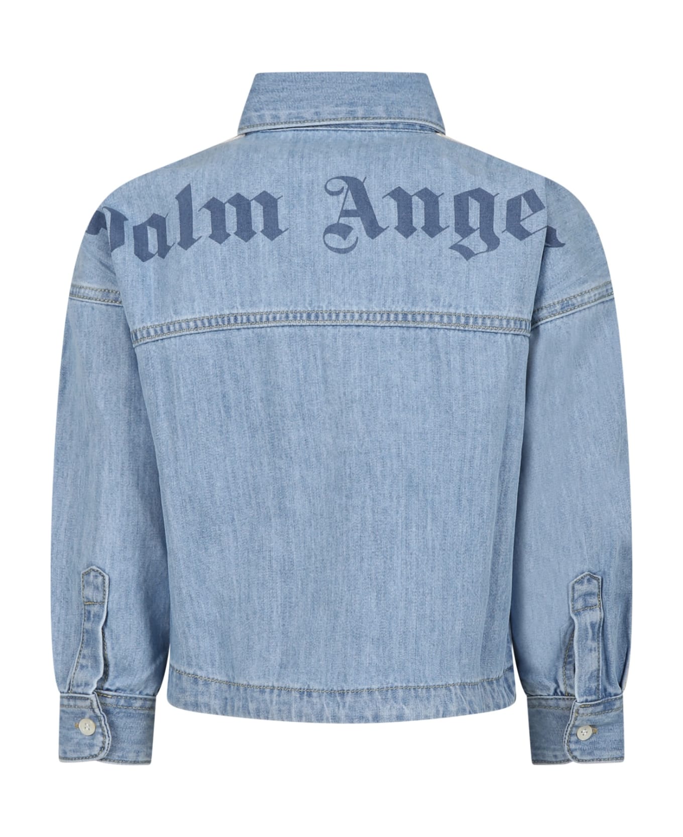 Palm Angels Light Blue Shirt For Boy - Adam Lippes floral-print trapeze shirt
