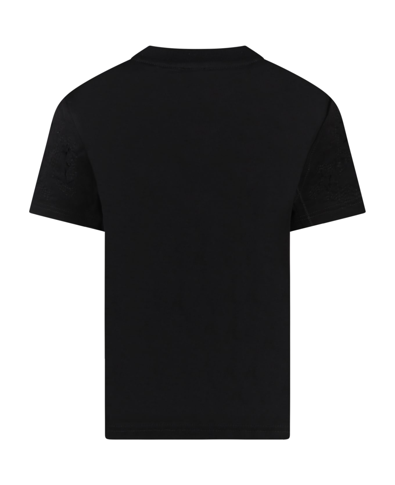 Givenchy Black T-shirt For Kids With Fake Rips And White Logo - Black