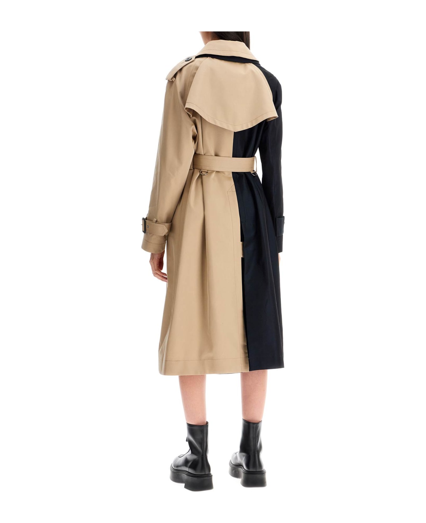 Sacai Gabardine Trench Coat - NAVY×BEIGE (Beige)