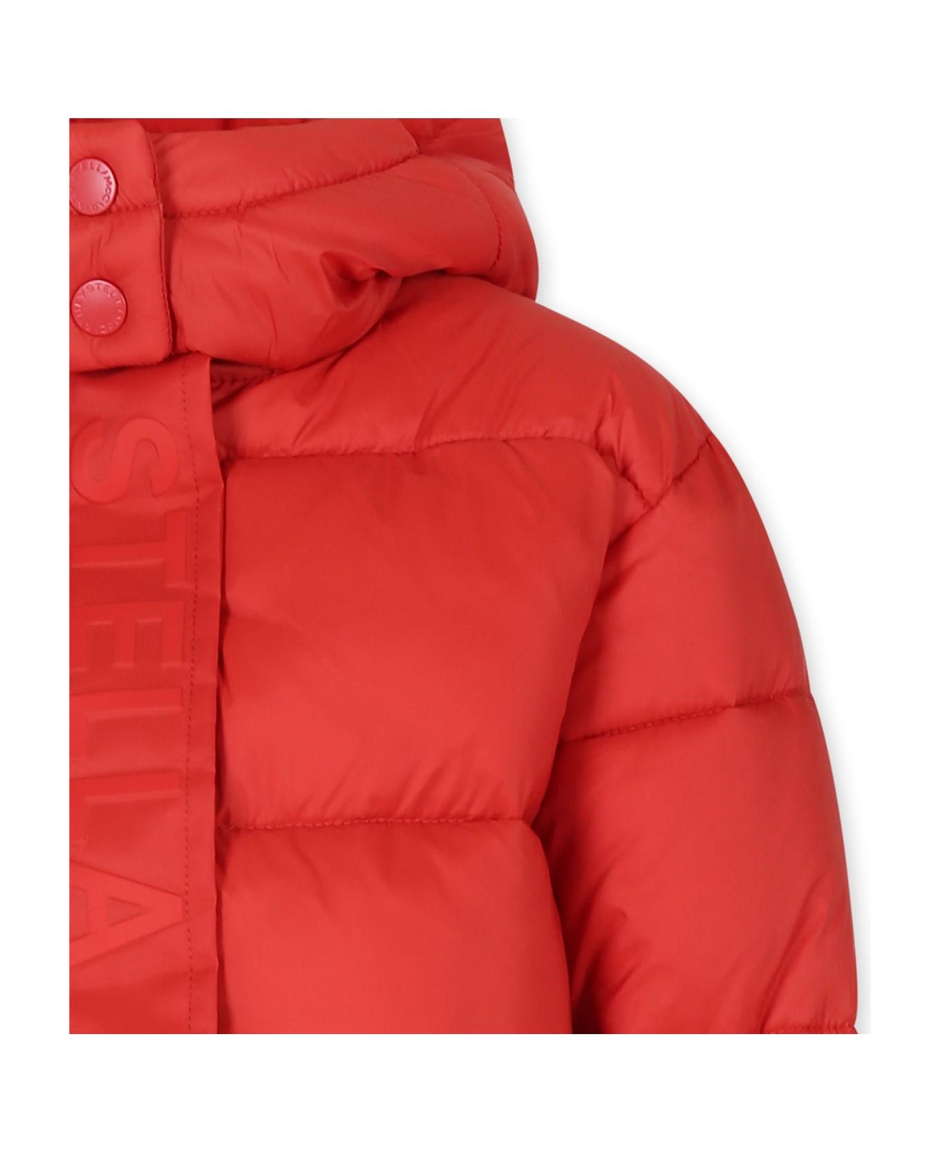 Stella McCartney Kids Red Down Jacket For Girl With Logo - Red