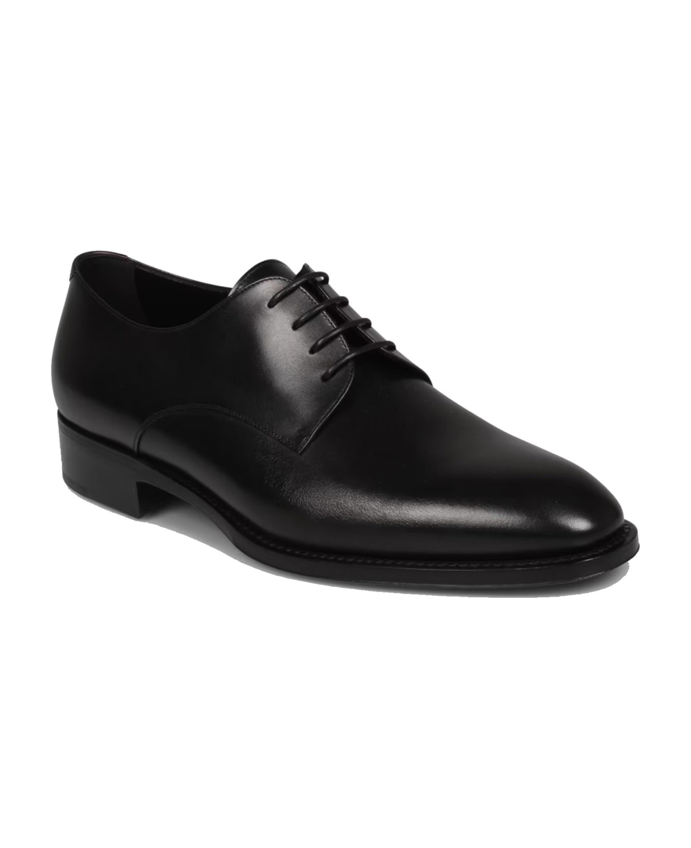 Saint Laurent Adrien Leather Derbies - Black