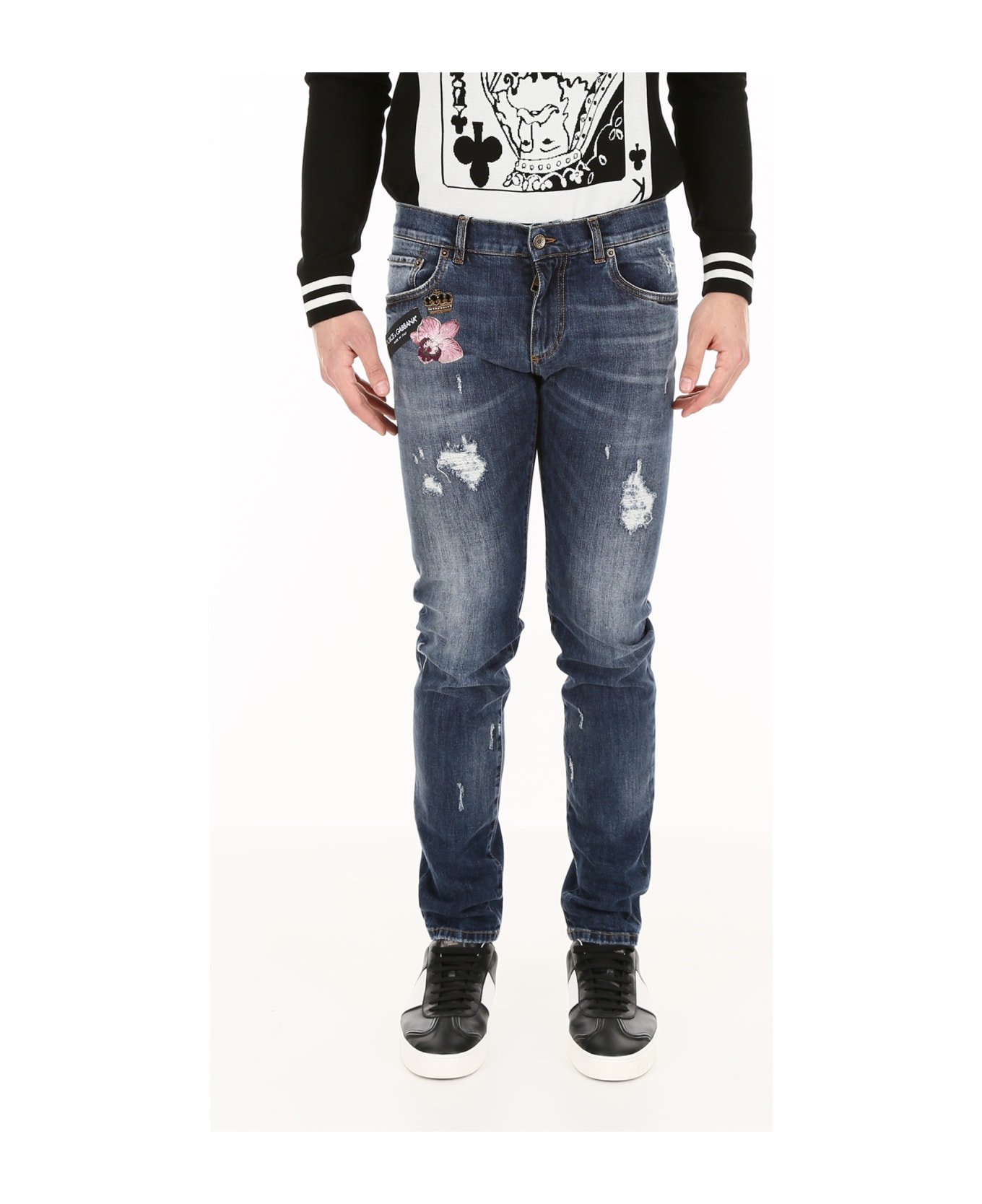 Dolce & Gabbana Stretch Jeans With Patches | italist, ALWAYS LIKE A SALE