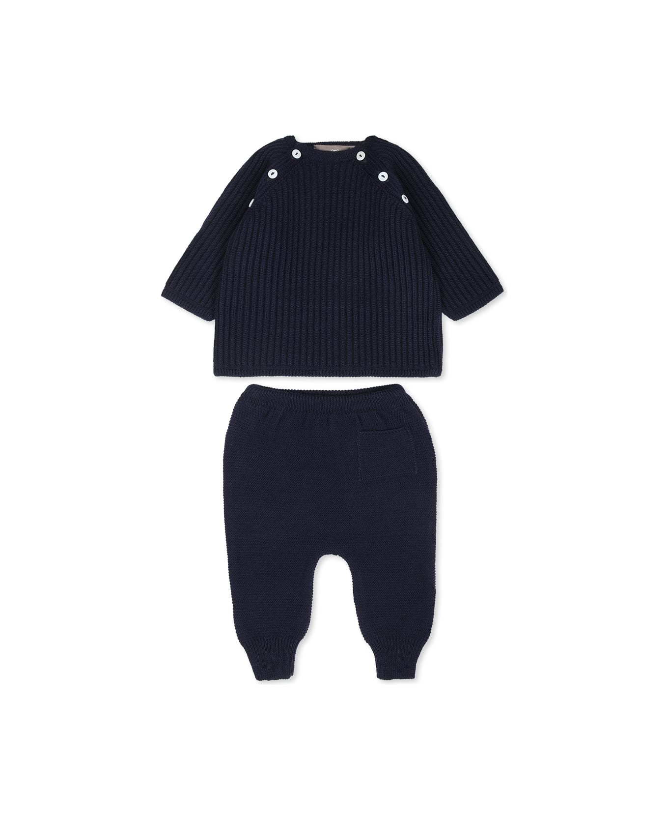 Little Bear Navy Blue Knit Suit For Baby Boy - Blue