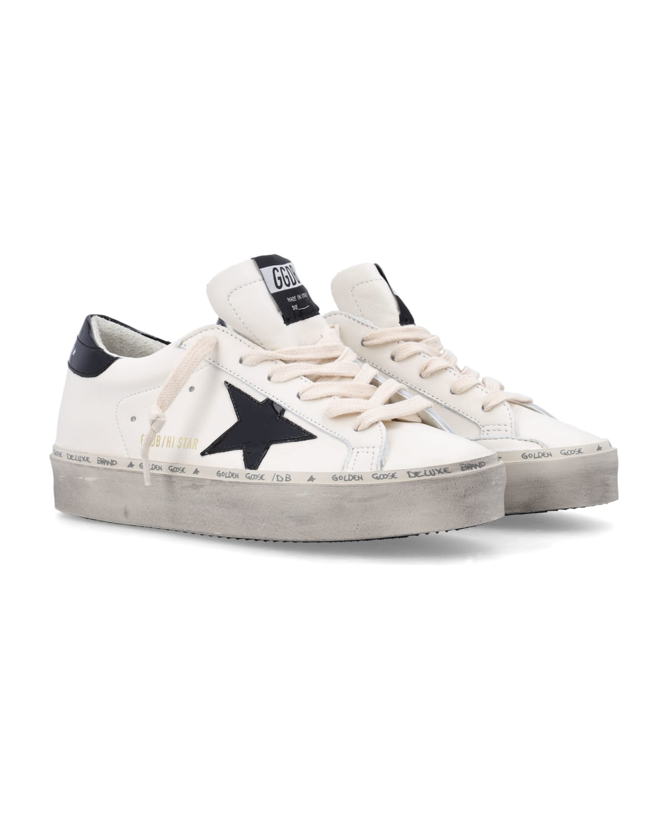 Golden Goose Hi Star Sneakers - WHITE BLACK