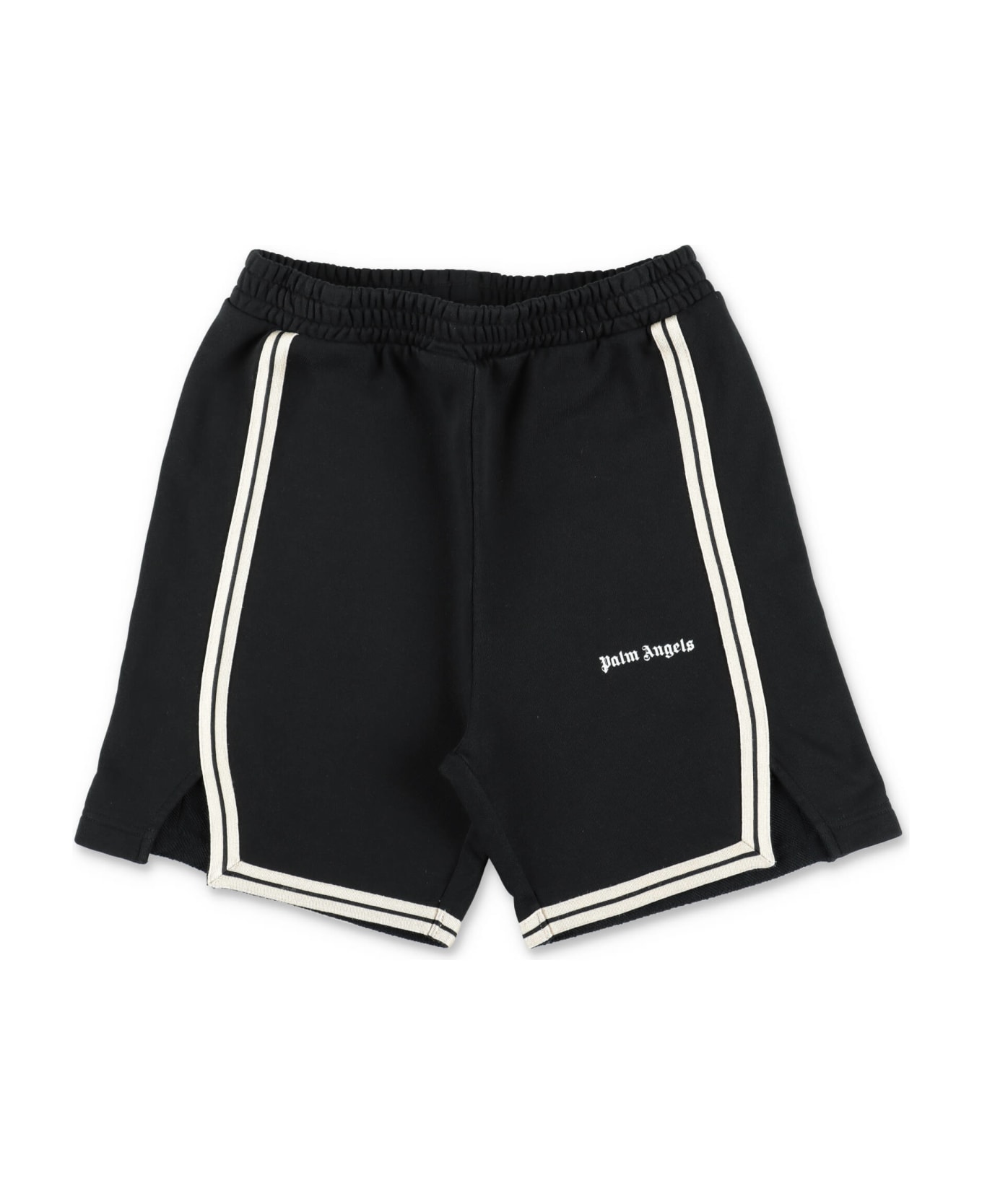 Palm Angels Shorts Nero In Felpa Di Cotone Bambino - Nero