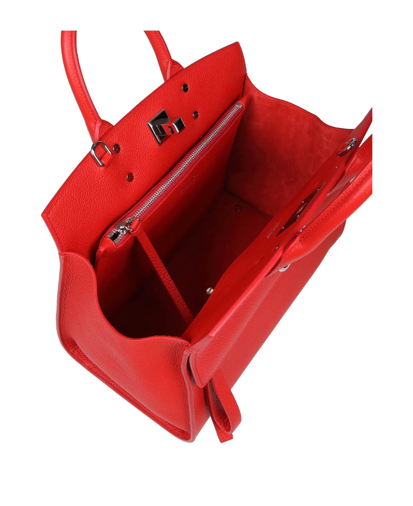 Ferragamo Studio Sof Leather Handbag - Flame Red  トートバッグ