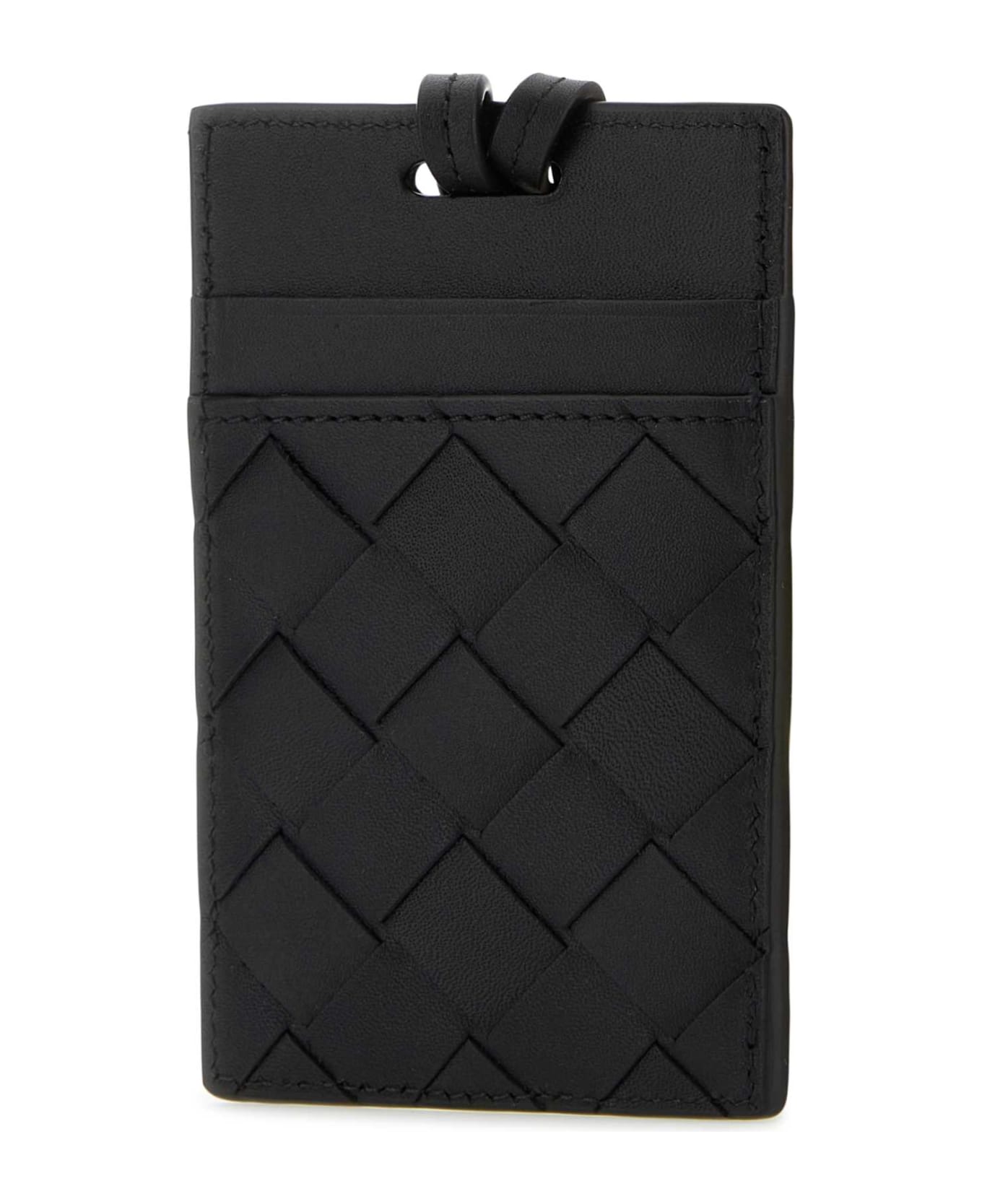 Bottega Veneta Black Leather Card Holder - BLACKSILVER 財布