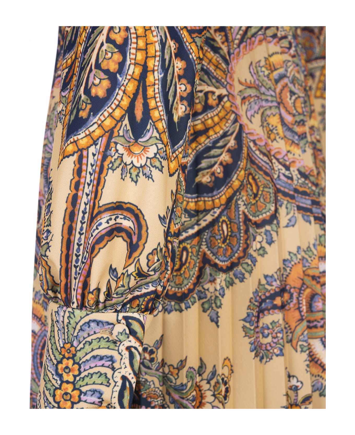 Etro Beige Midi Shirt Dress With Paisley Ramage Motifs