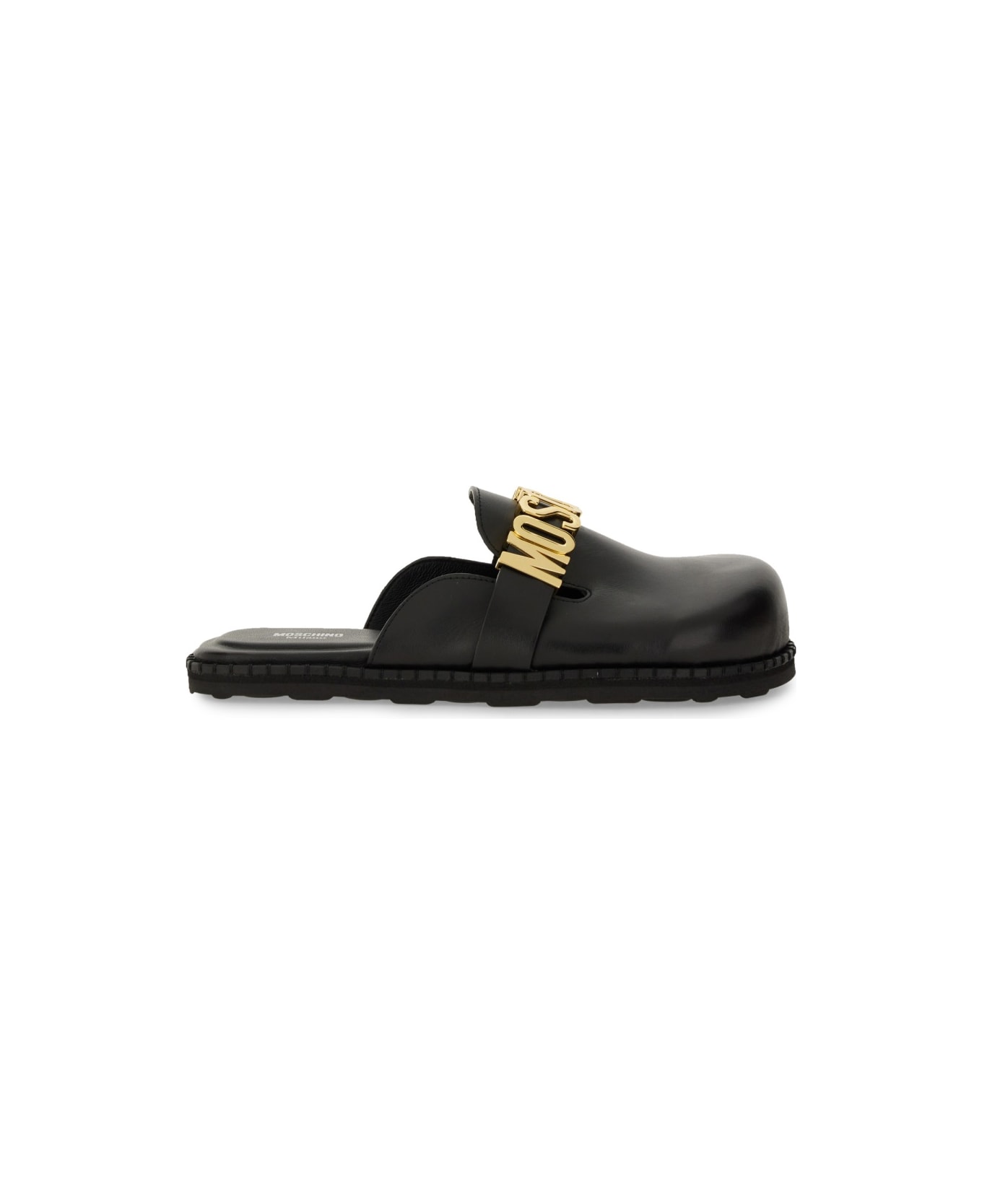 Moschino Sandal With Logo - BLACK