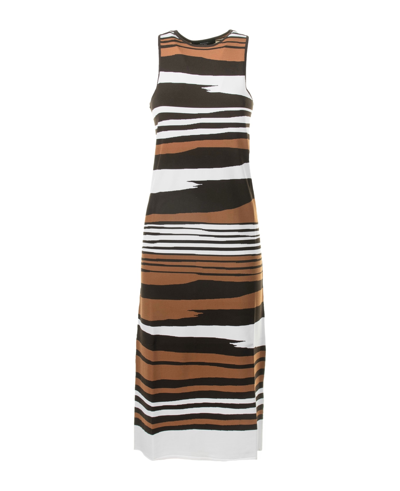 Weekend Max Mara Long Sleeveless Dress With Striped Pattern - ZEBRA